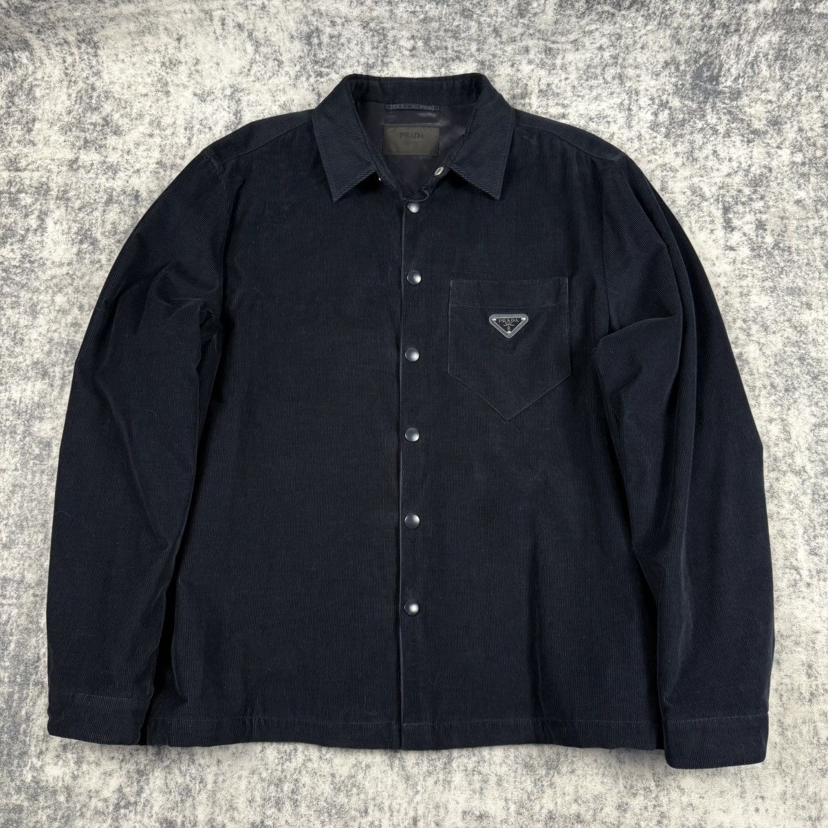 Prada Prada Corduroy Logo Snap Button Up ‘Navy’ Shirt Jacket Size US XXL / EU 58 / 5 - 1 Thumbnail