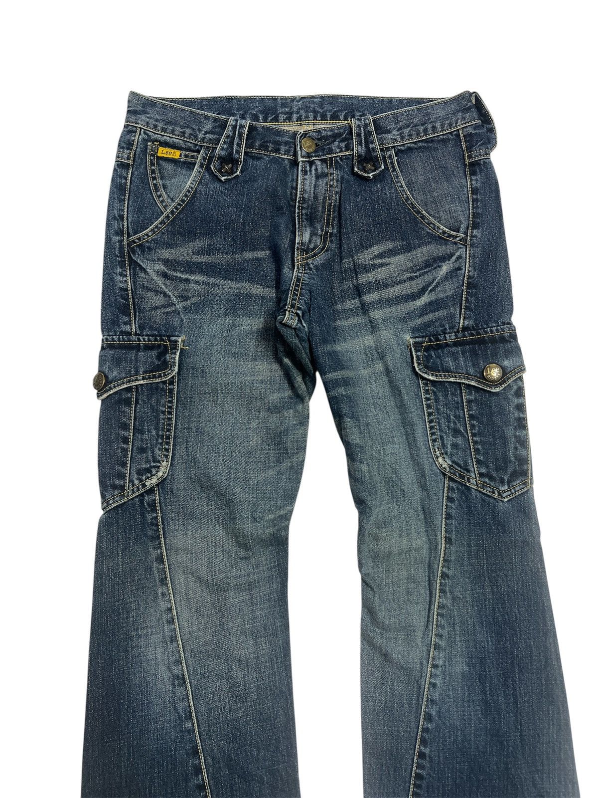 Japanese Brand FLARED 🔥 LEE RIDER CARGO TWISTED DISTRESSED DENIM PANT Size US 29 - 4 Thumbnail