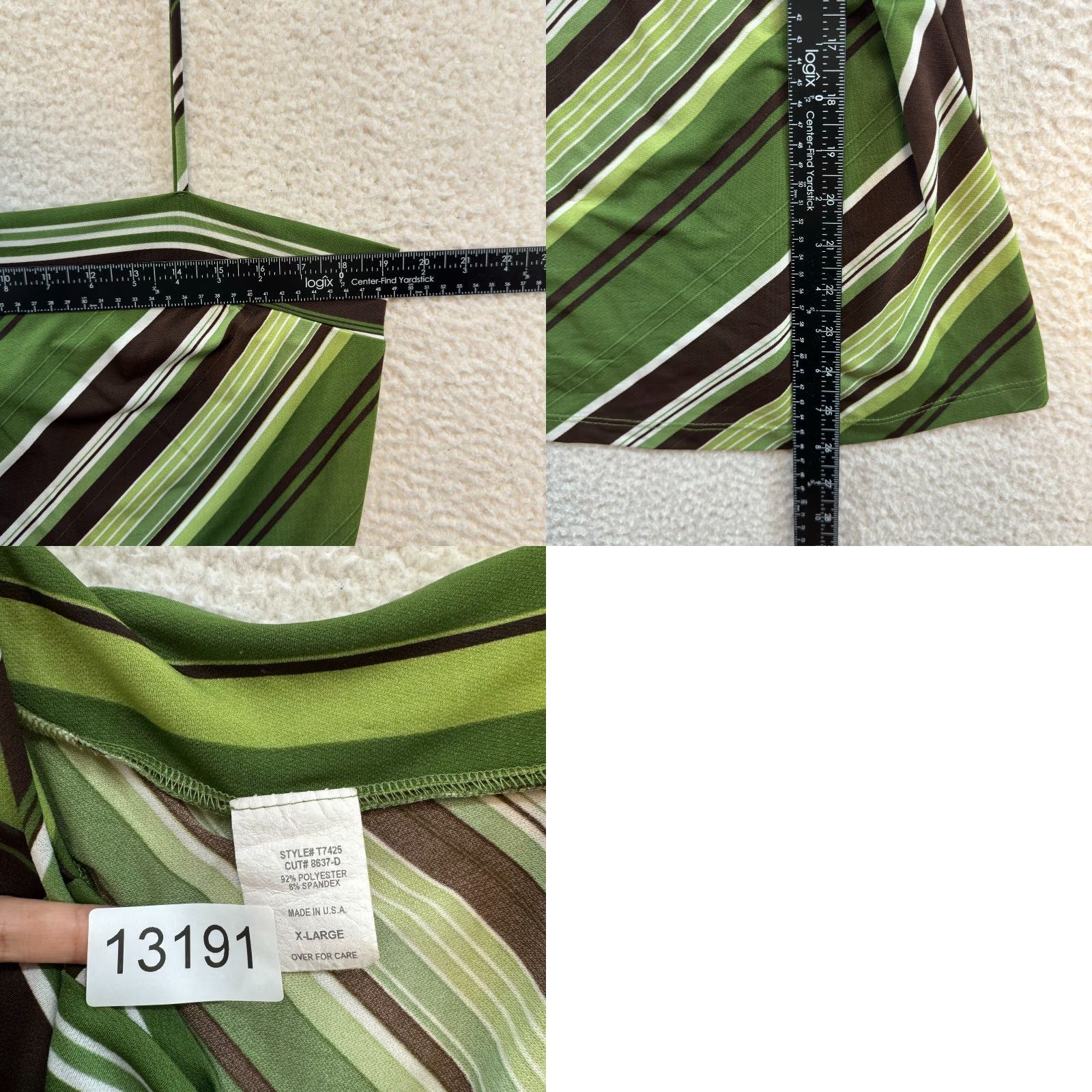 Vintage VINTAGE 90s Y2K Camisole Top XL Green Brown Striped Boho Fairy Grunge Whimsigoth Shirt Mens Girls Womens Size XL / US 12-14 / IT 48-50 - 8 Thumbnail