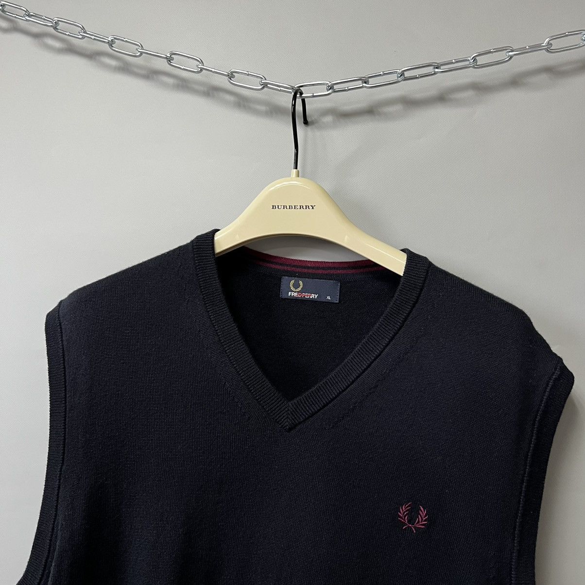 Fred Perry × Vintage Fred Perry Merino Wool Vest y2k men’s navy Size US XL / EU 56 / 4 - 2 Thumbnail