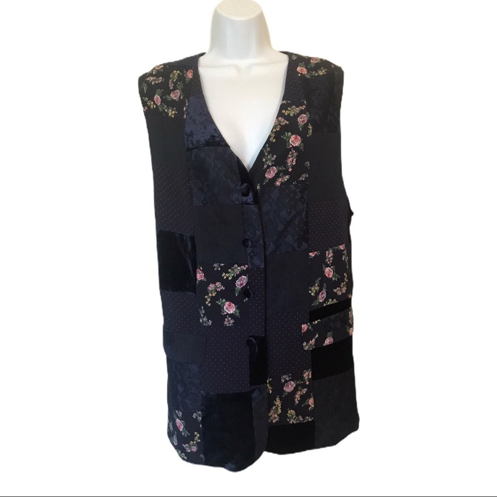 Vintage VTG Susan Bristol Patchwork Hobo Chic Vest Size S / US 4 / IT 40 - 1 Thumbnail