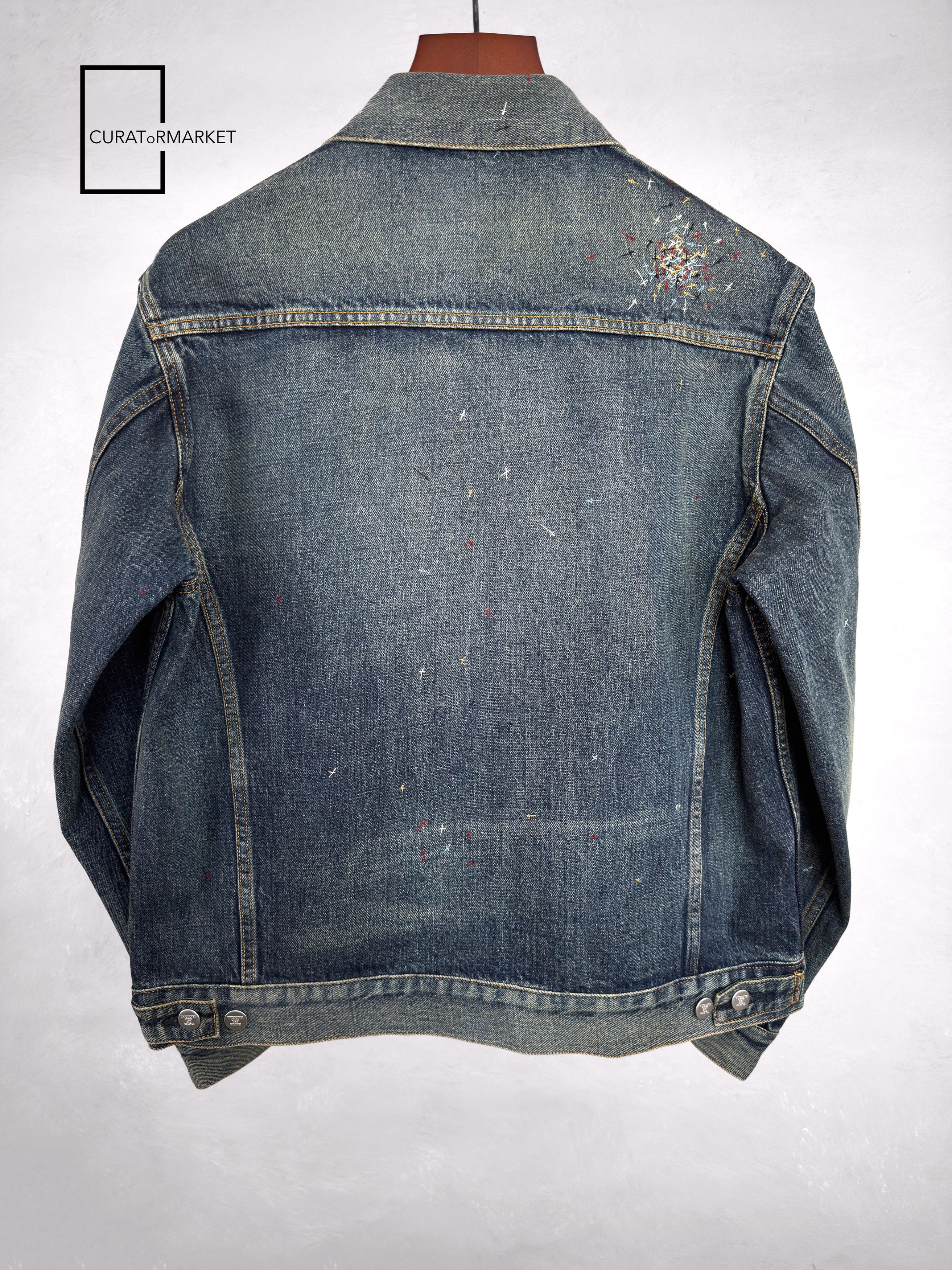 Undercover Cross Stitched Embroidered Indigo Cropped Denim Jacket FW24 Size US M / EU 48-50 / 2 - 6 Thumbnail