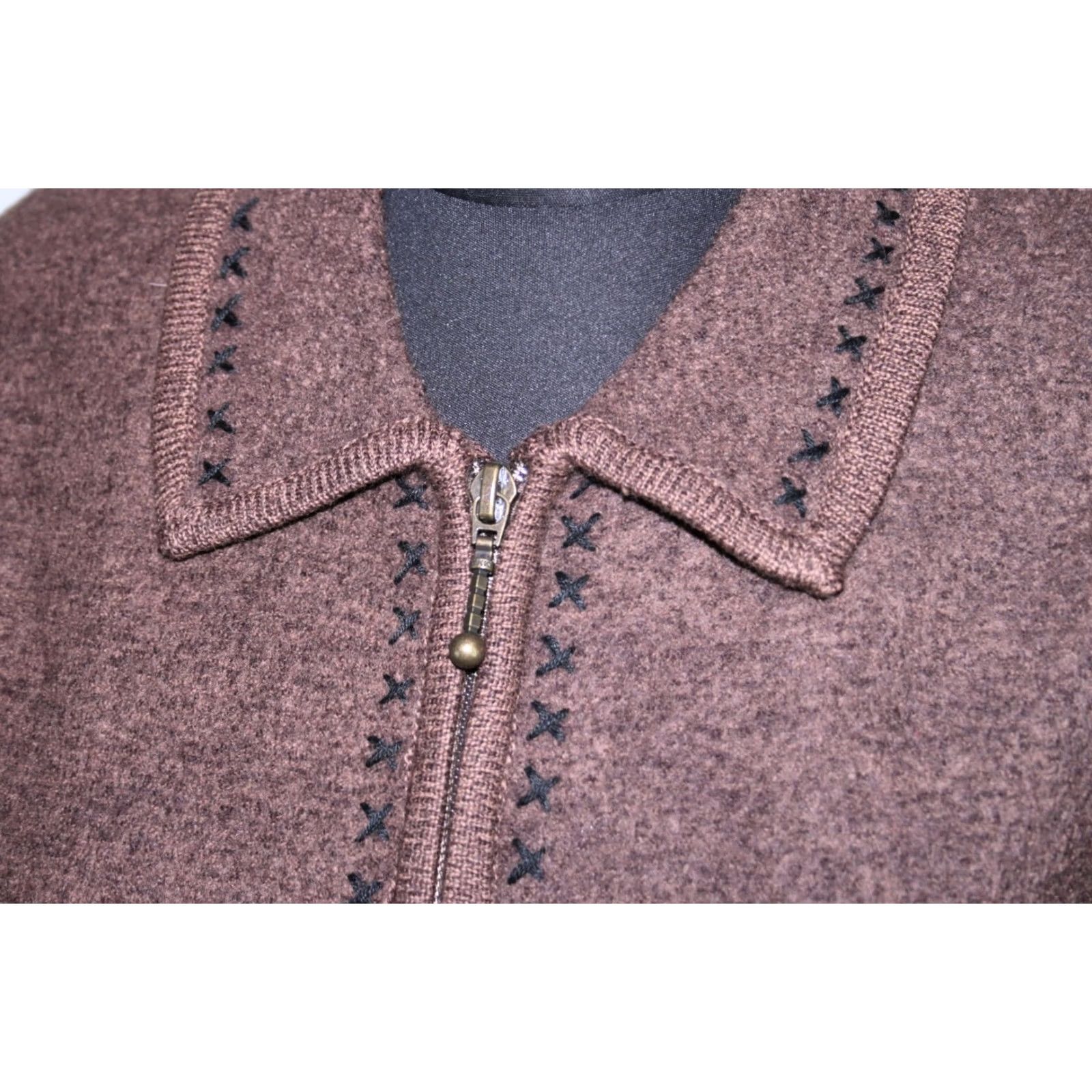 Vintage Icelandic Design womens full zip brown wool jacket jumper Size M Size M / US 6-8 / IT 42-44 - 2 Thumbnail