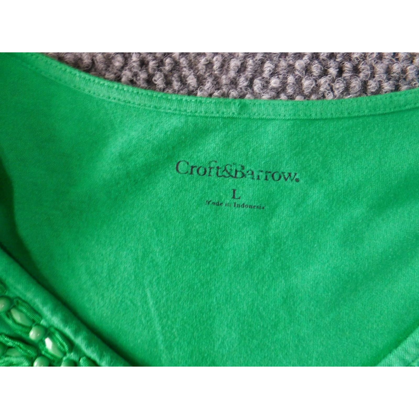 Croft & Barrow Croft & Barrow Womens Blouse Large Green Pullover V-Neck Stretch Cotton Rayon Casual Button Floral Long Sleeve Regular Classic Breathing Mockup? Size L / US 10 / IT 46 - 4 Thumbnail