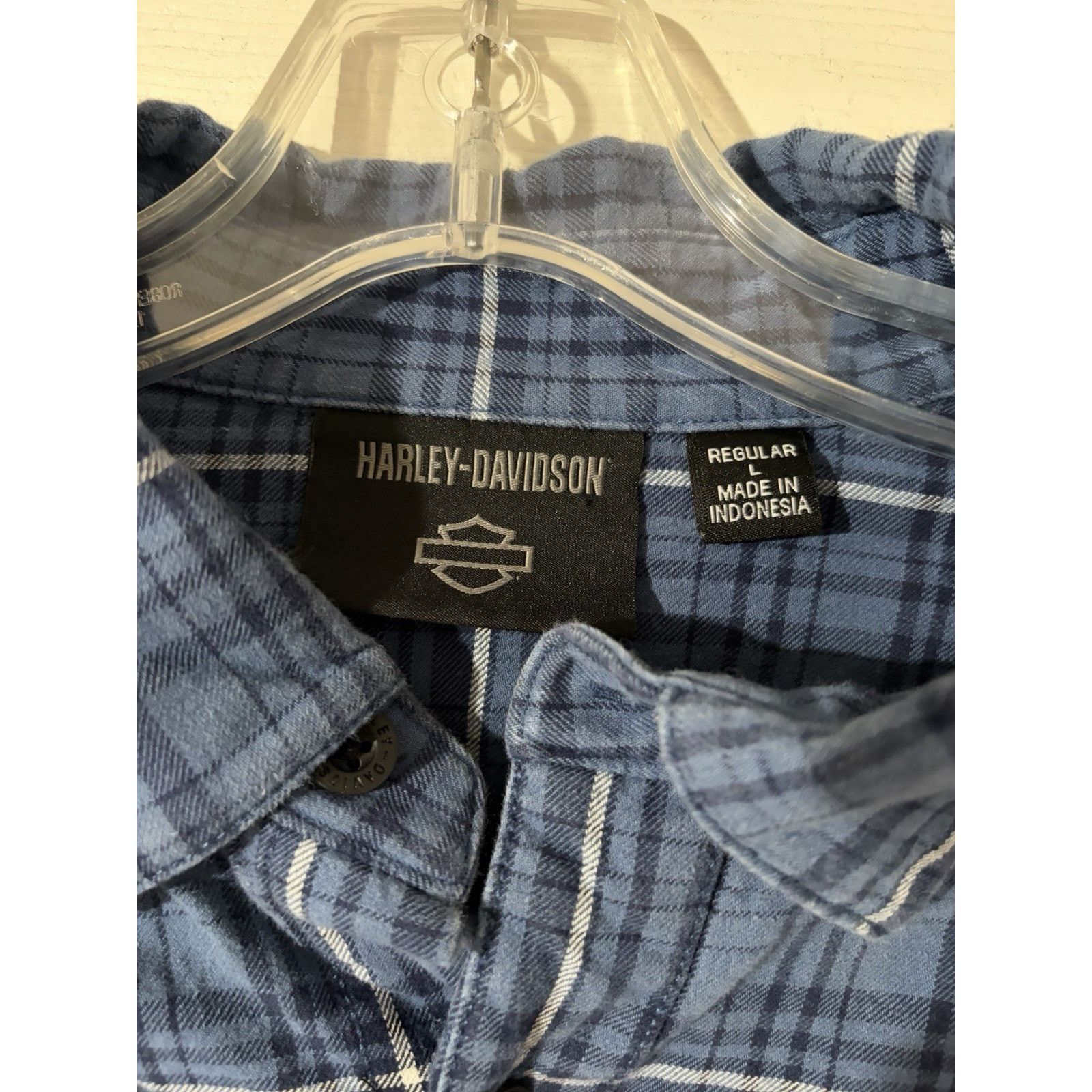 Harley Davidson Harley Davidson Essence Flannel Sz L Blue Motorcycle Biker Size US L / EU 52-54 / 3 - 2 Thumbnail