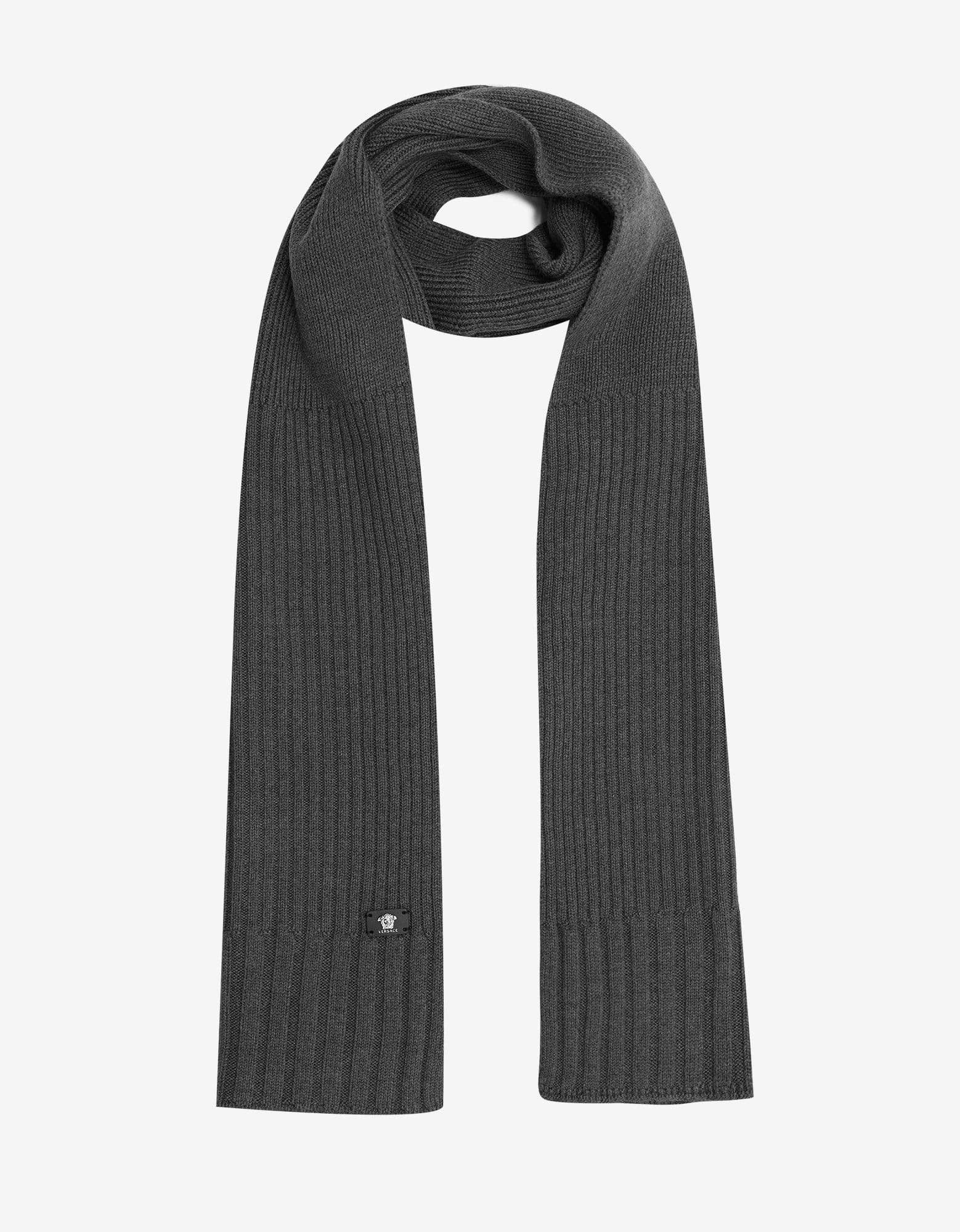 Versace Versace Grey Ribbed Wool Scarf Size ONE SIZE - 1 Preview