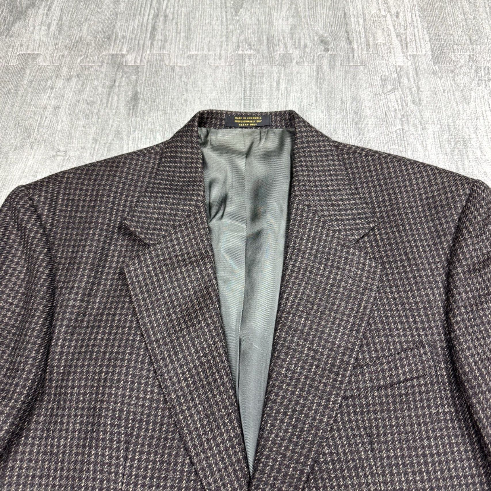 Oscar De La Renta VINTAGE Oscar de la Renta Men's Wool Blazer Sport Coat Houndstooth Gray 40R Classic 90s Size 40R - 2 Thumbnail