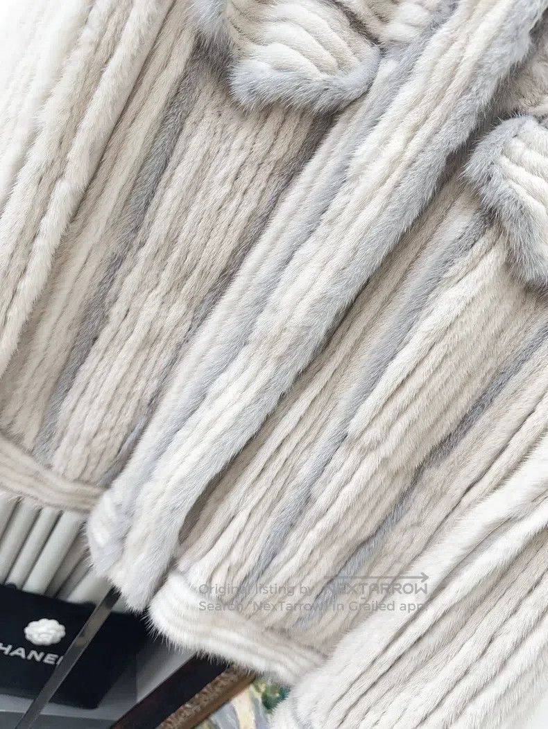 Fendi Fendi Pinkish blue and gray mixed with white fur-trimmed c Size XXS / US 00 / IT 34 - 5 Thumbnail
