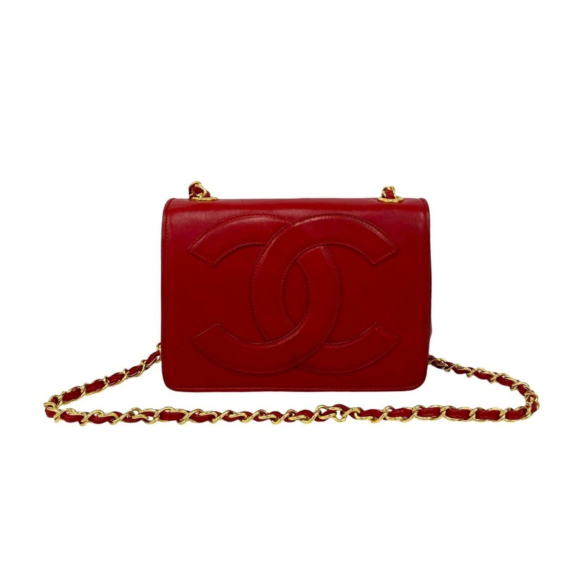Chanel CHANEL Coco Mark Lambskin Chain Mini Shoulder Bag Red 97353 Size ONE SIZE - 1 Thumbnail