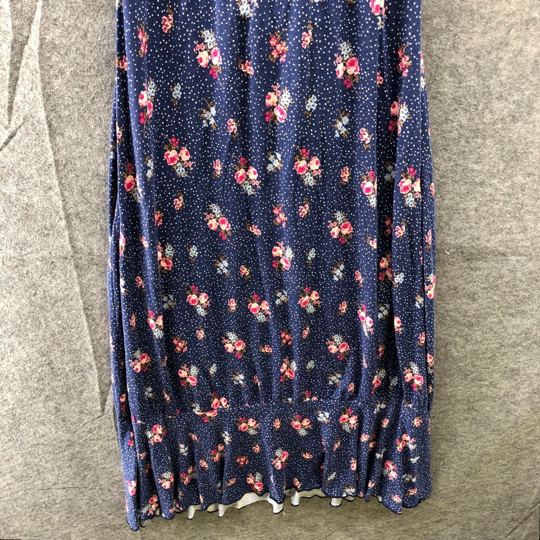 Asos ASOS Midi Dress 4 Blue Gingham Floral Halter Jersey Knit Tie Back Sleeveless Mids Size S / US 4 / IT 40 - 4 Thumbnail