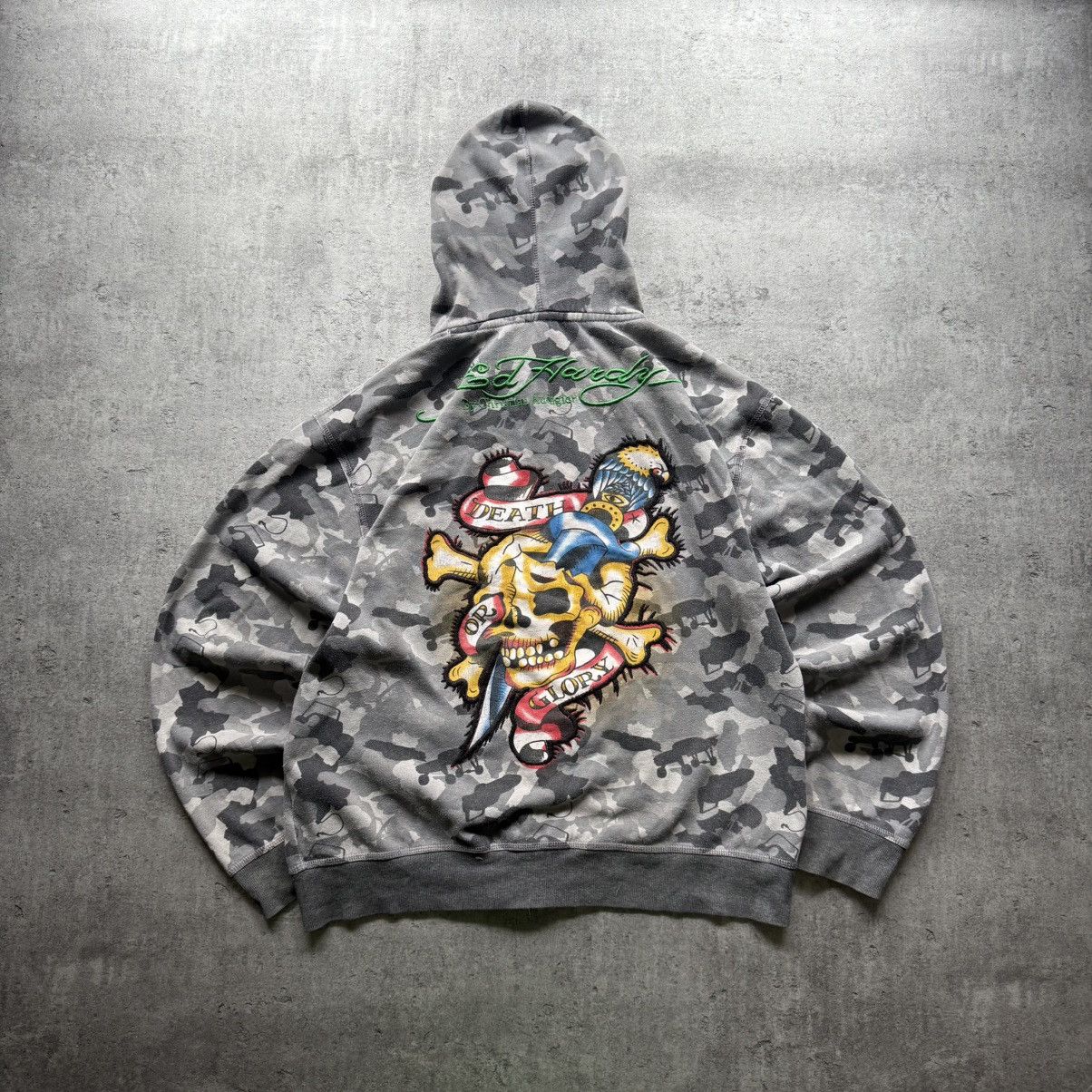 Christian Audigier Vintage Camo Ed-Hardy All Over Print Tatto Zip-Up Size US L / EU 52-54 / 3 - 4 Thumbnail