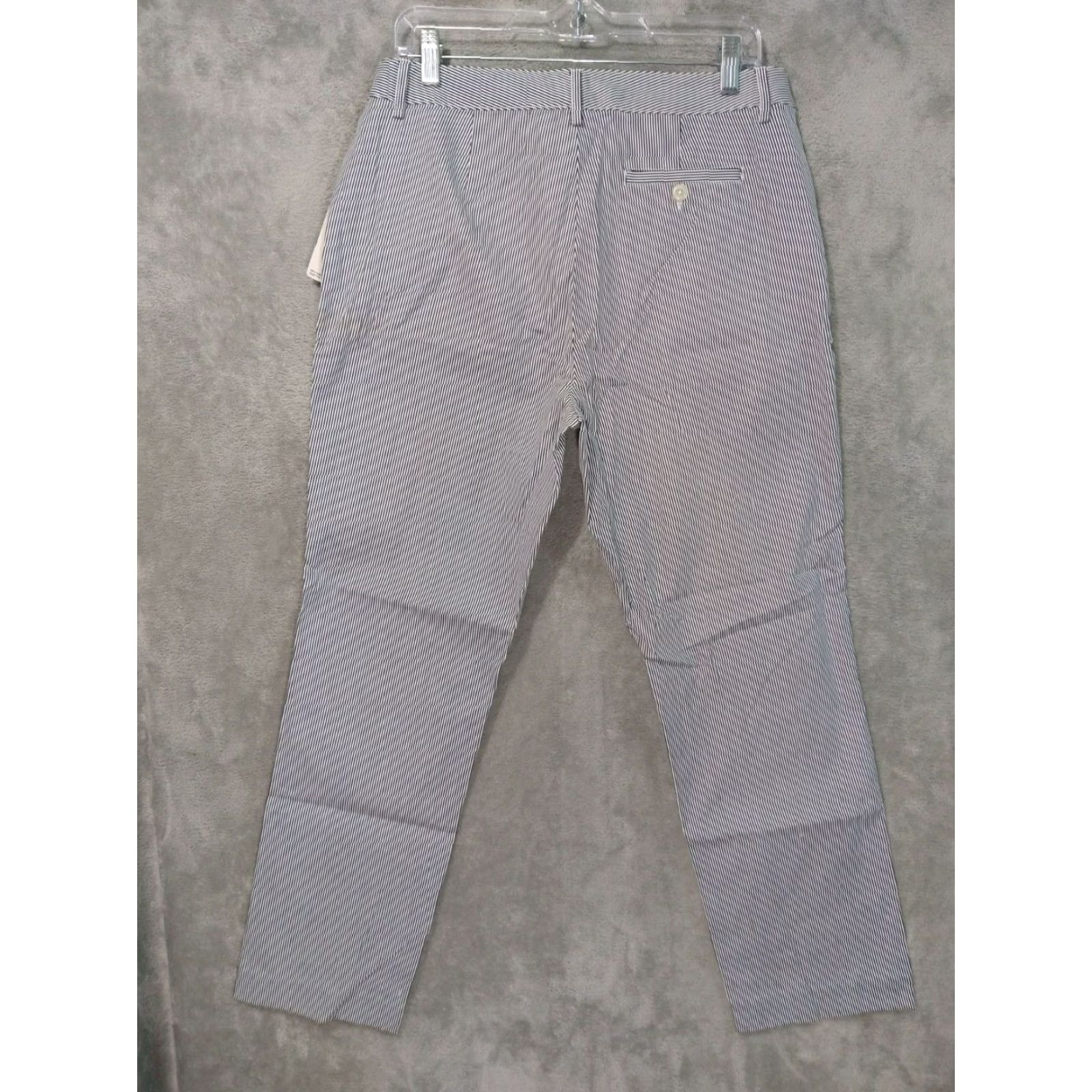 Chaps Chaps Pants Womens 12 Petite Black White Striped Straight Leg Trouser Cotton Size 34" / US 12 / IT 48 - 2 Thumbnail