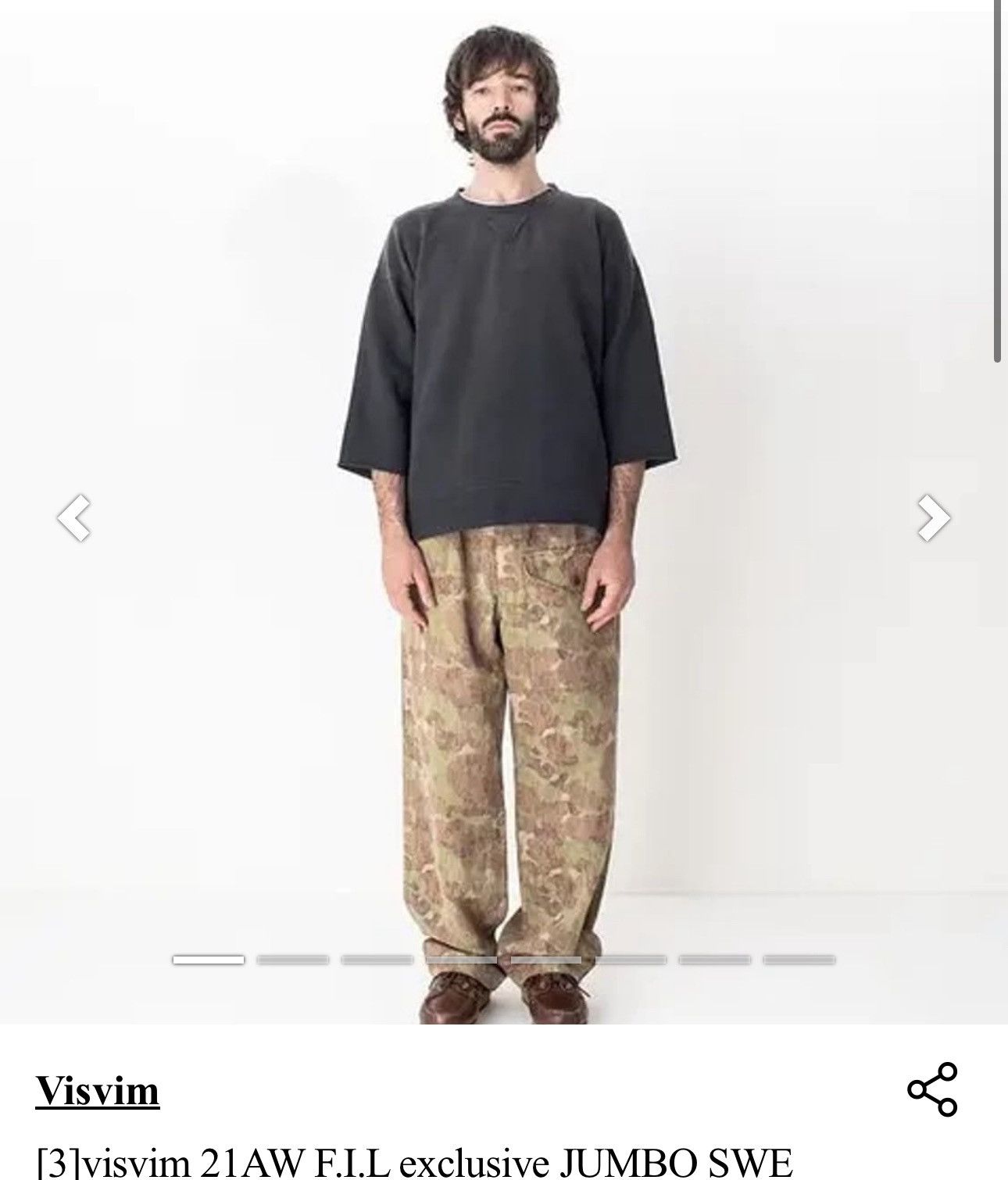 Visvim Visvim 21aw Jumbo Sweat 3/4 Crash，black Size US S / EU 44-46 / 1 - 2 Thumbnail