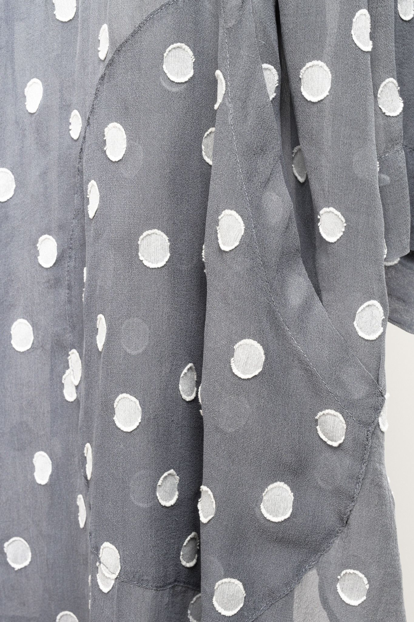 Designer Grizas Grey Polka Dots Silk Tunic Size M / US 6-8 / IT 42-44 - 6 Thumbnail