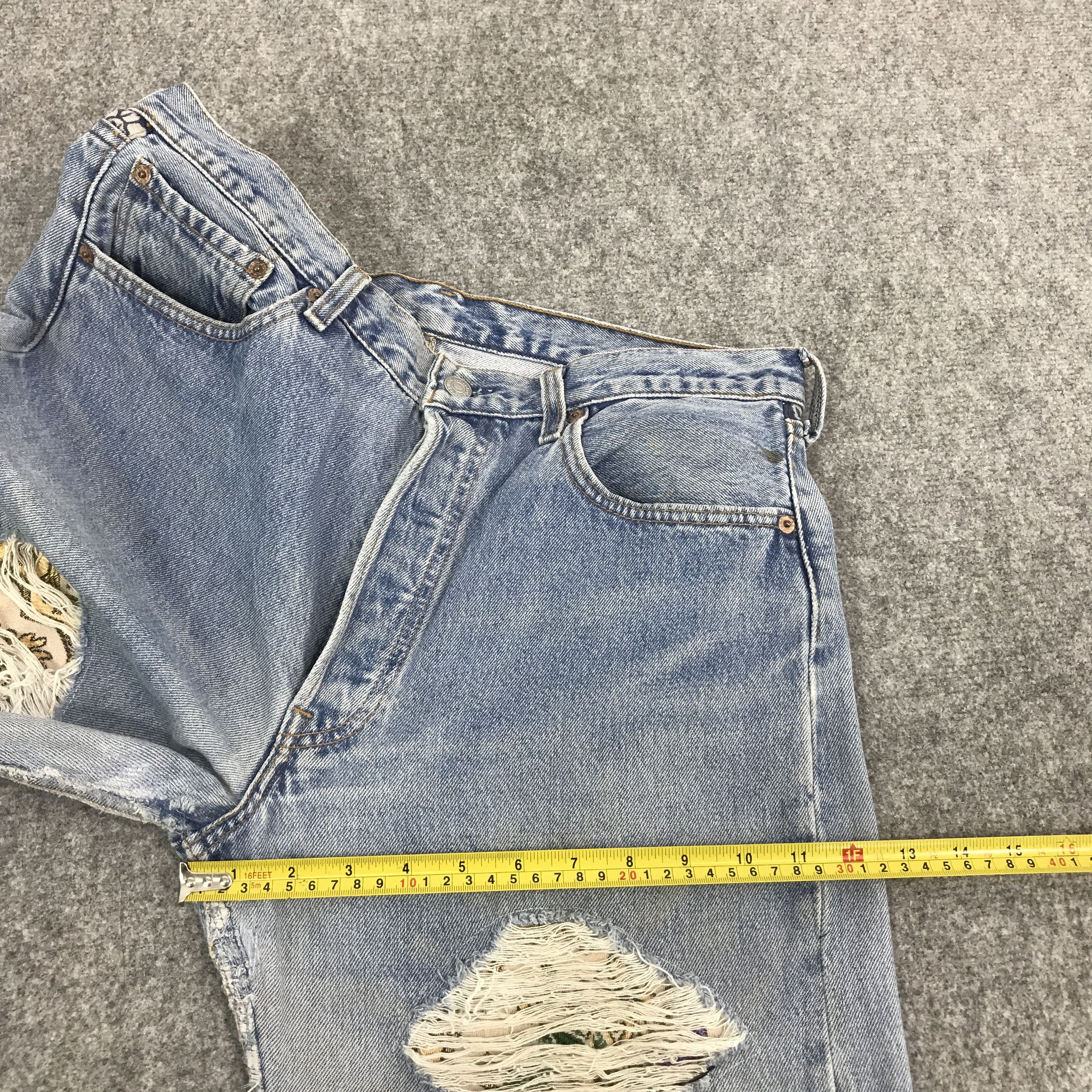 Levi's Vintage Clothing × Vintage Vtg Levi's 501 distressed patchwork denim jeans pants Size US 32 / EU 48 - 13 Thumbnail