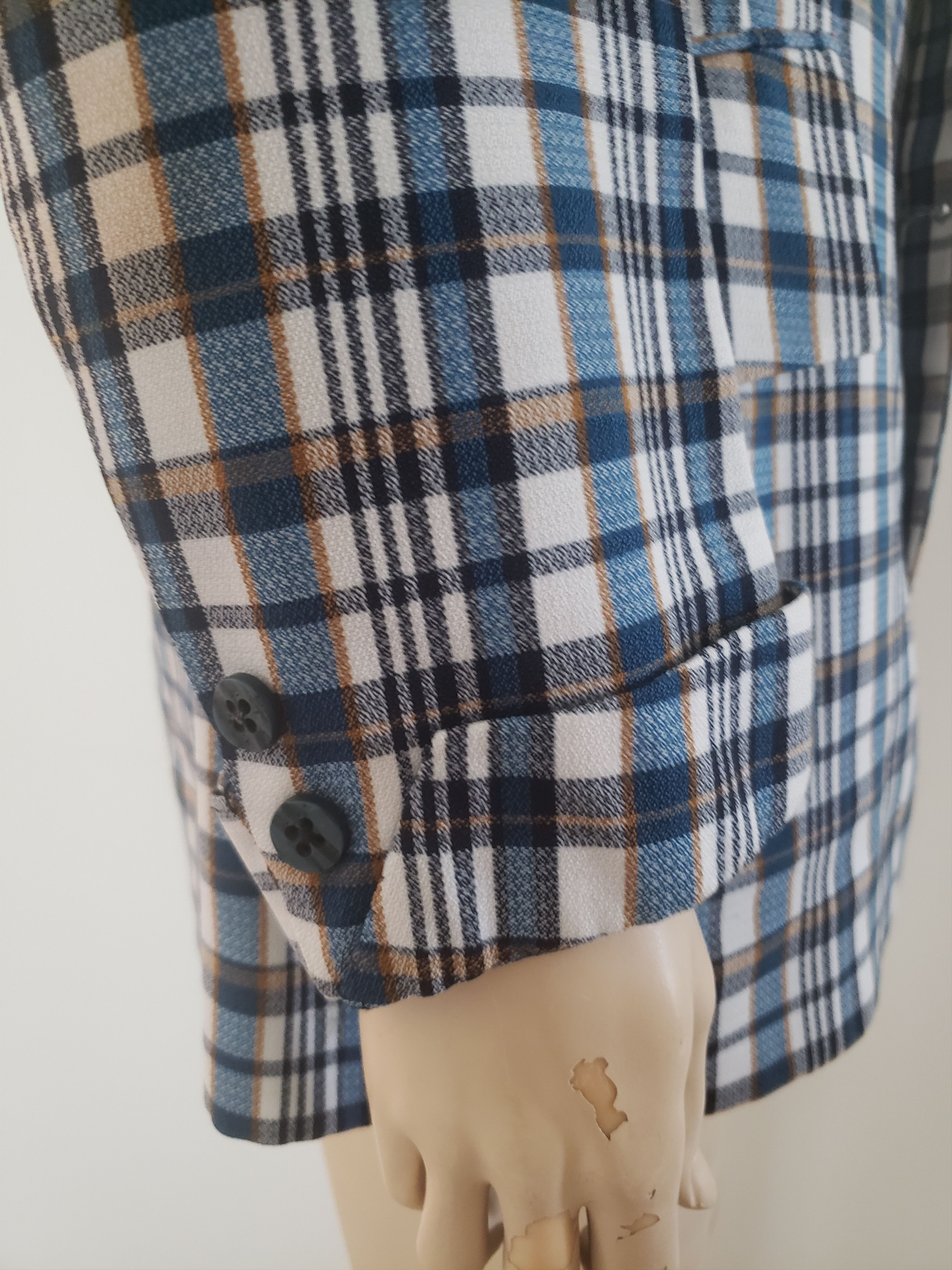 Vintage wild sport coat 40L vintage 1970s blue plaid Size 40L - 6 Thumbnail