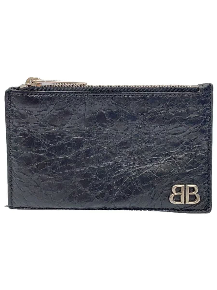 Balenciaga Monaco BB Logo Leather Coin Case Black