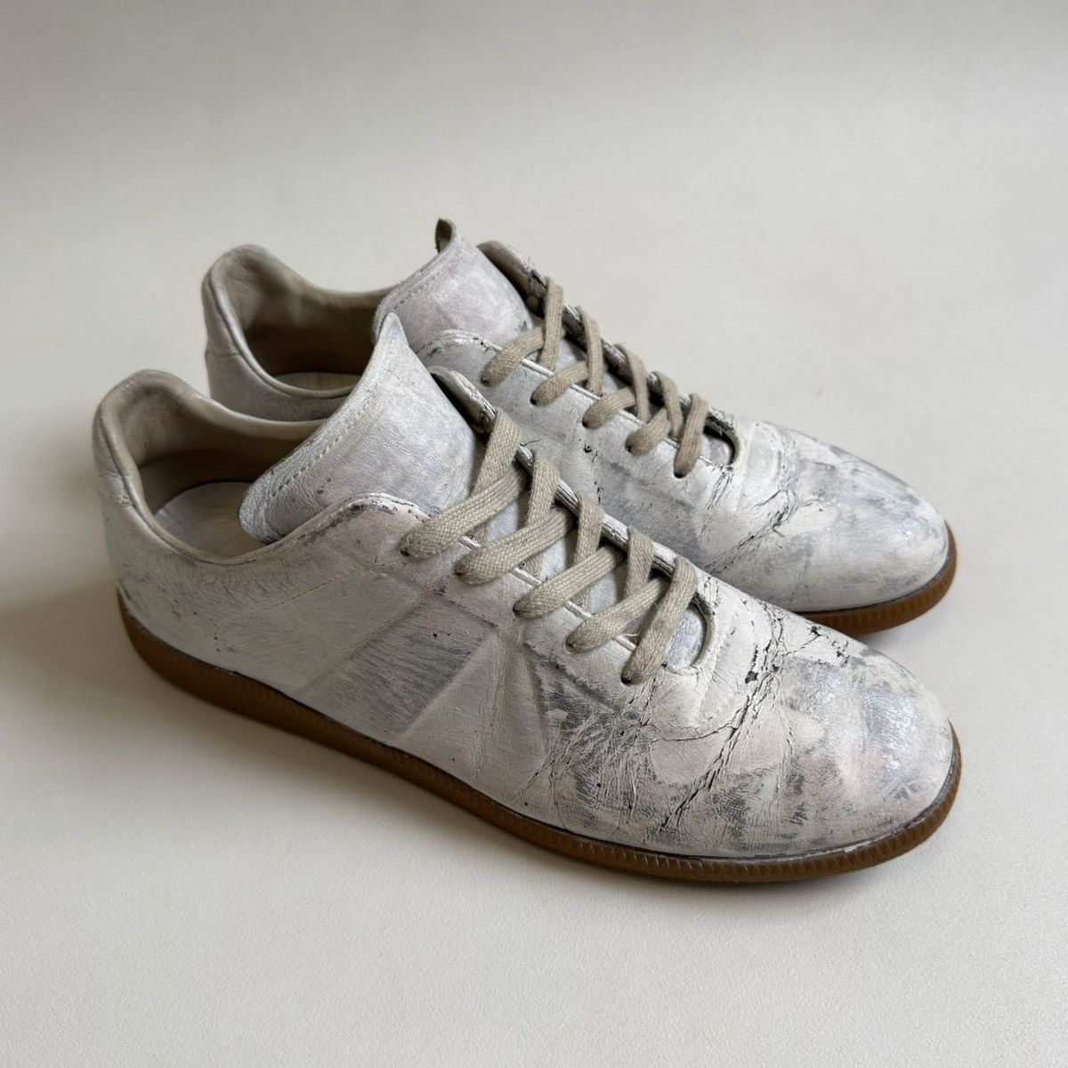 Maison Margiela White/Silver Painted OG GAT Sneakers Size US 13 / EU 46 - 6 Thumbnail