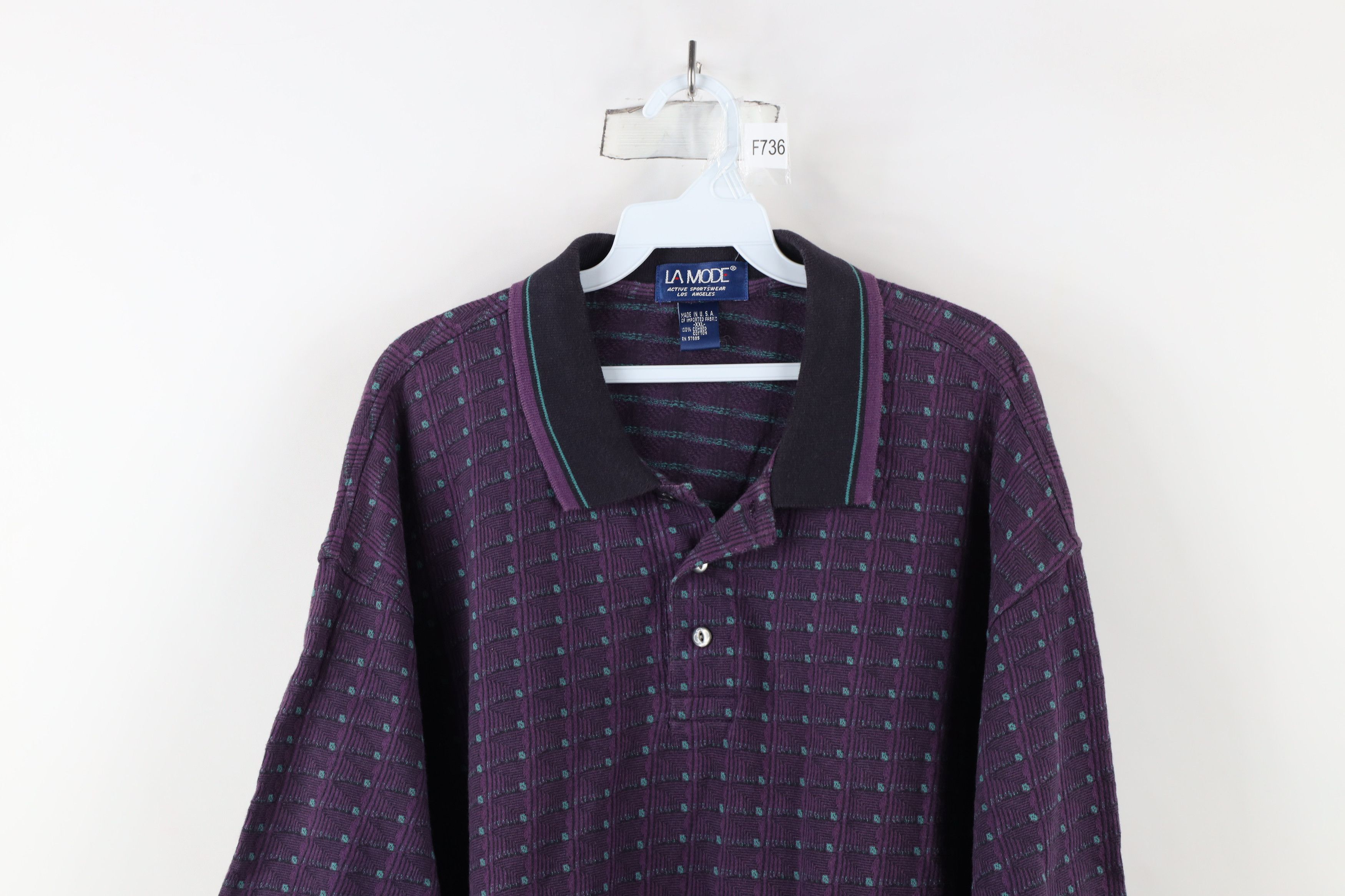 Vintage Vintage 90s Streetwear Geometric Short Sleeve Polo Shirt USA Size US XXL / EU 58 / 5 - 2 Thumbnail