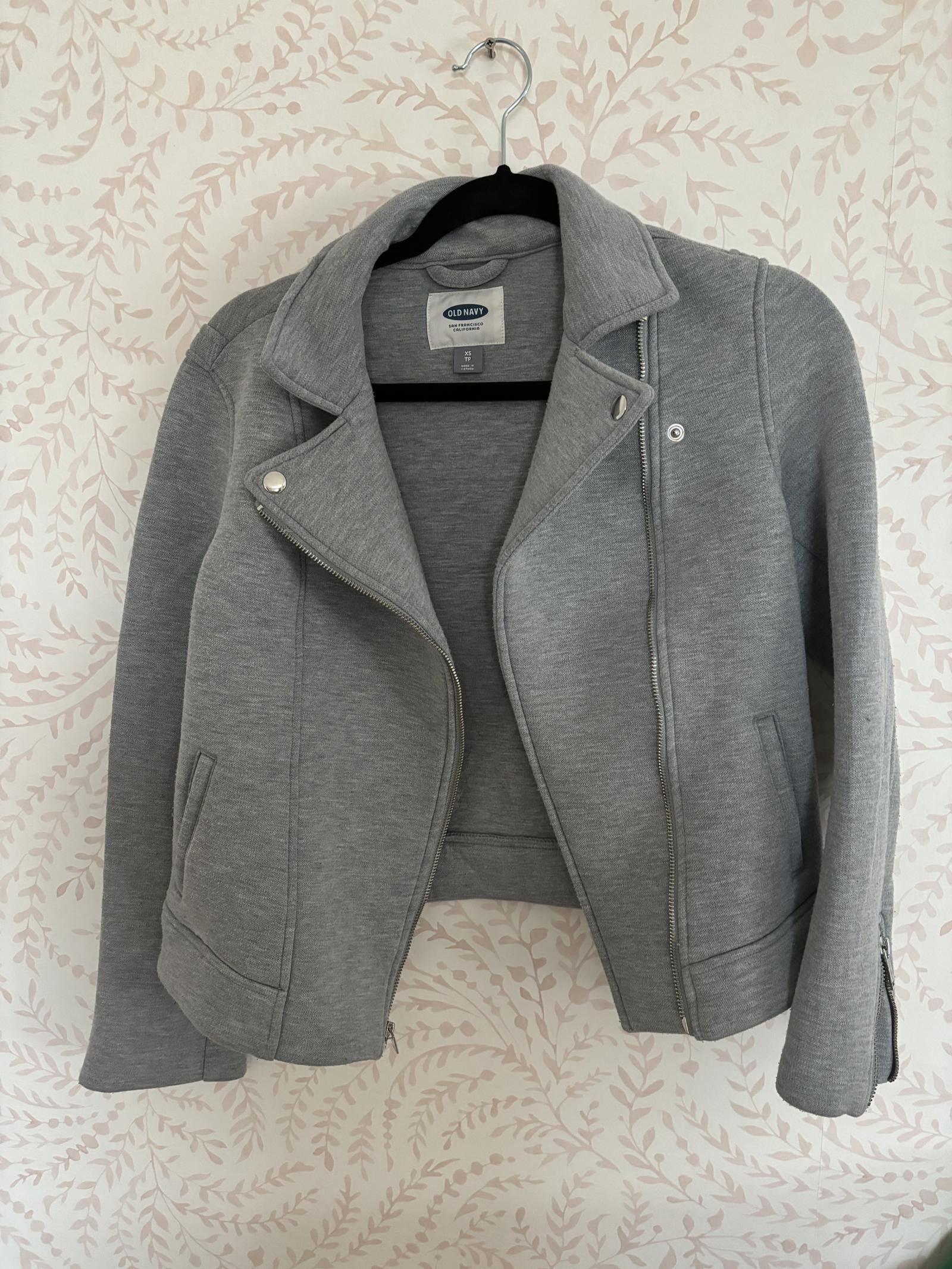 Old Navy Stylish Gray Moto Jacket by Old Navy - Size XS Size XS / US 0-2 / IT 36-38 - 1 Thumbnail