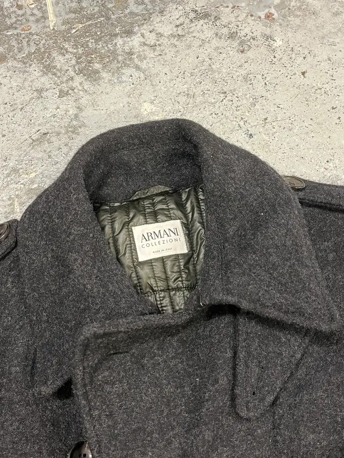 Armani Collezioni 2000s Armani Dark Grey Wool Asymmetrical Lined Coat Size US M / EU 48-50 / 2 - 9 Thumbnail