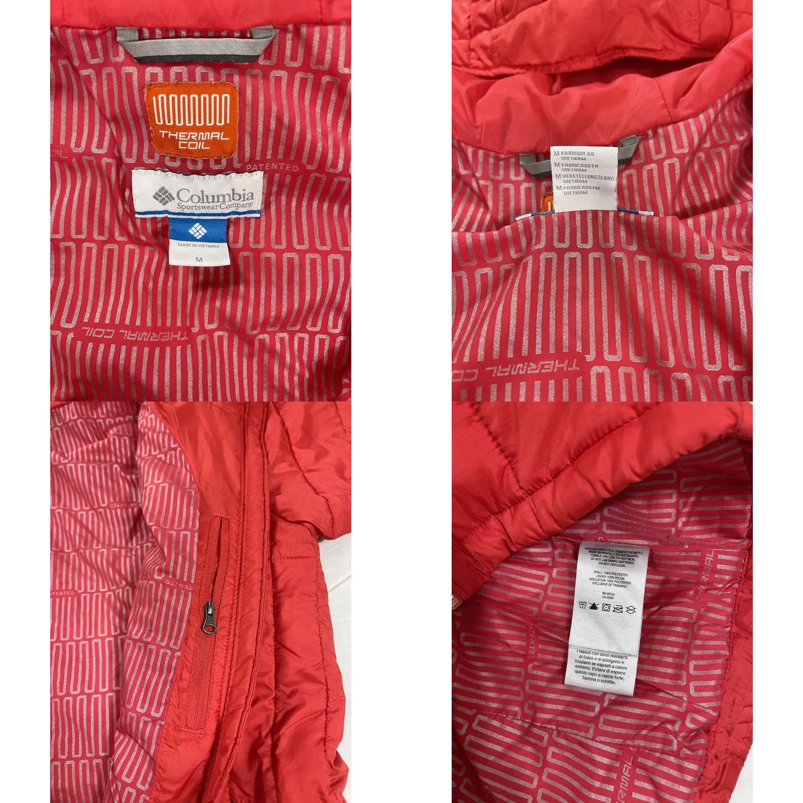 Vintage Columbia Puffer Jacket Unisex Adults M Hooded Red Thermal Coil Quilted Zip Size M / US 6-8 / IT 42-44 - 9 Thumbnail