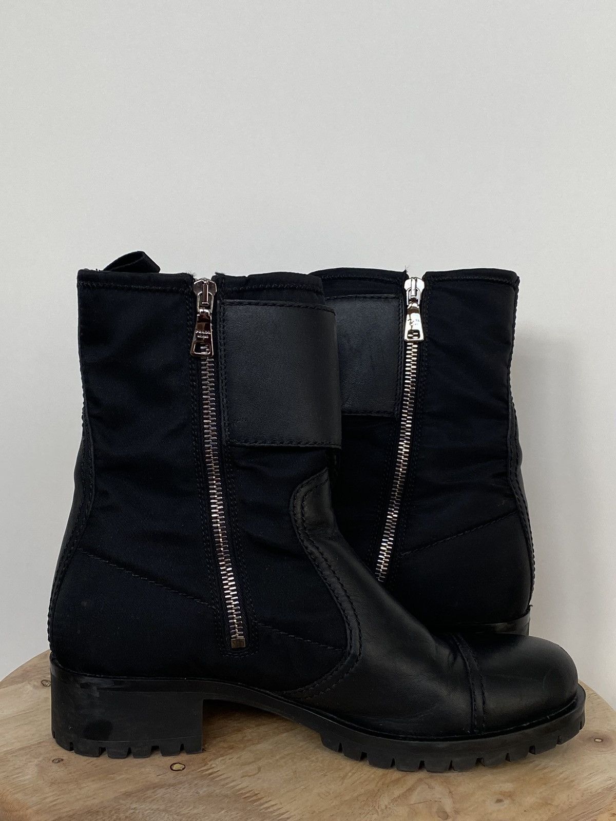 Prada × Vintage Prada Biker Nylon Leather Boots Buckle Size US 8 / IT 38 - 4 Thumbnail