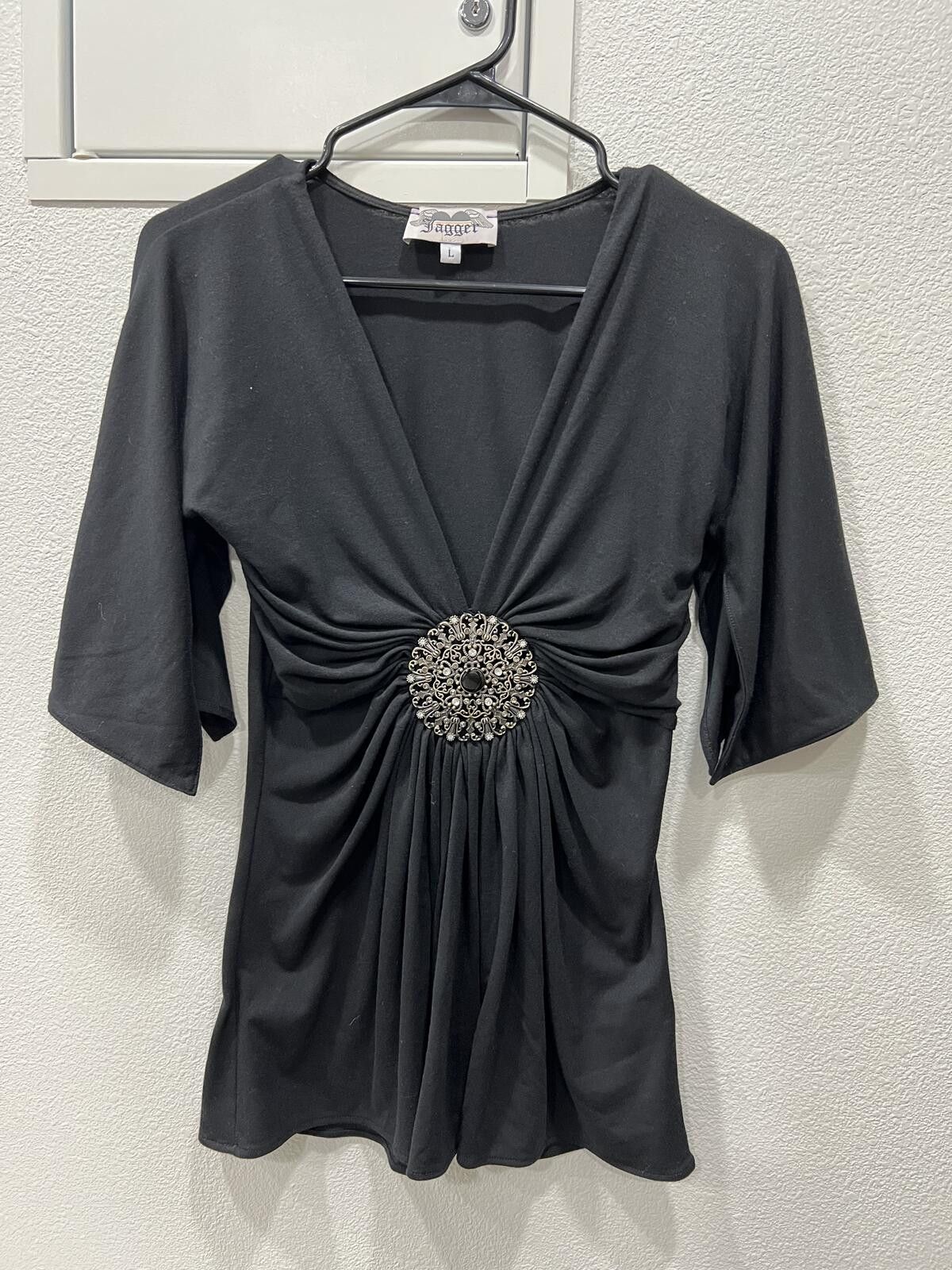 Other Jagger black y2k bell sleeve top Size L / US 10 / IT 46 - 2 Thumbnail