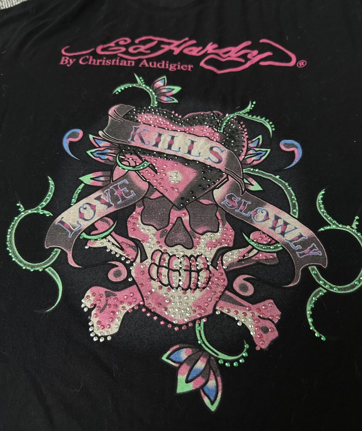 Ed Hardy Beautiful Ed Hardy Rhinestones T-shirt Unisex Mens M-L/WmsXL Size US L / EU 52-54 / 3 - 2 Thumbnail