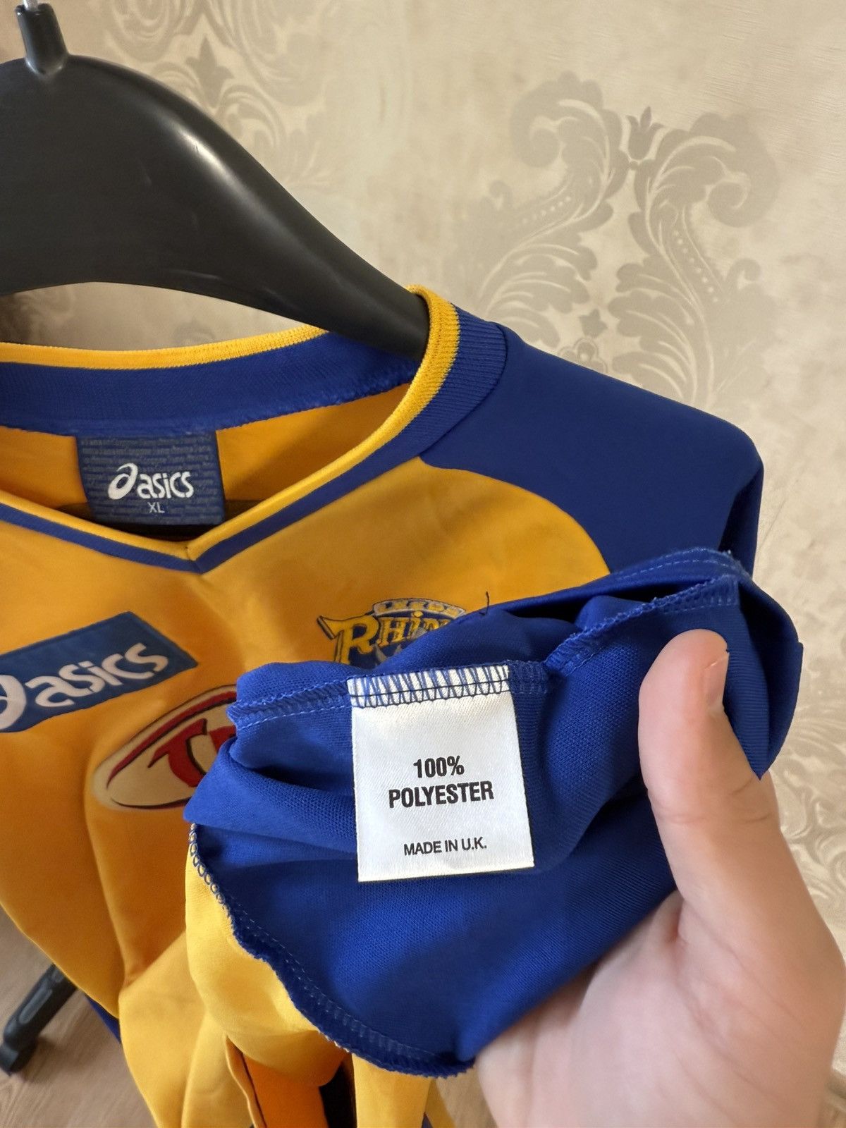 Asics 1991-1992 VINTAGE LEEDS RHINOS AWAY FOOTBALL SHIRT SIZE XL Size US XL / EU 56 / 4 - 7 Thumbnail