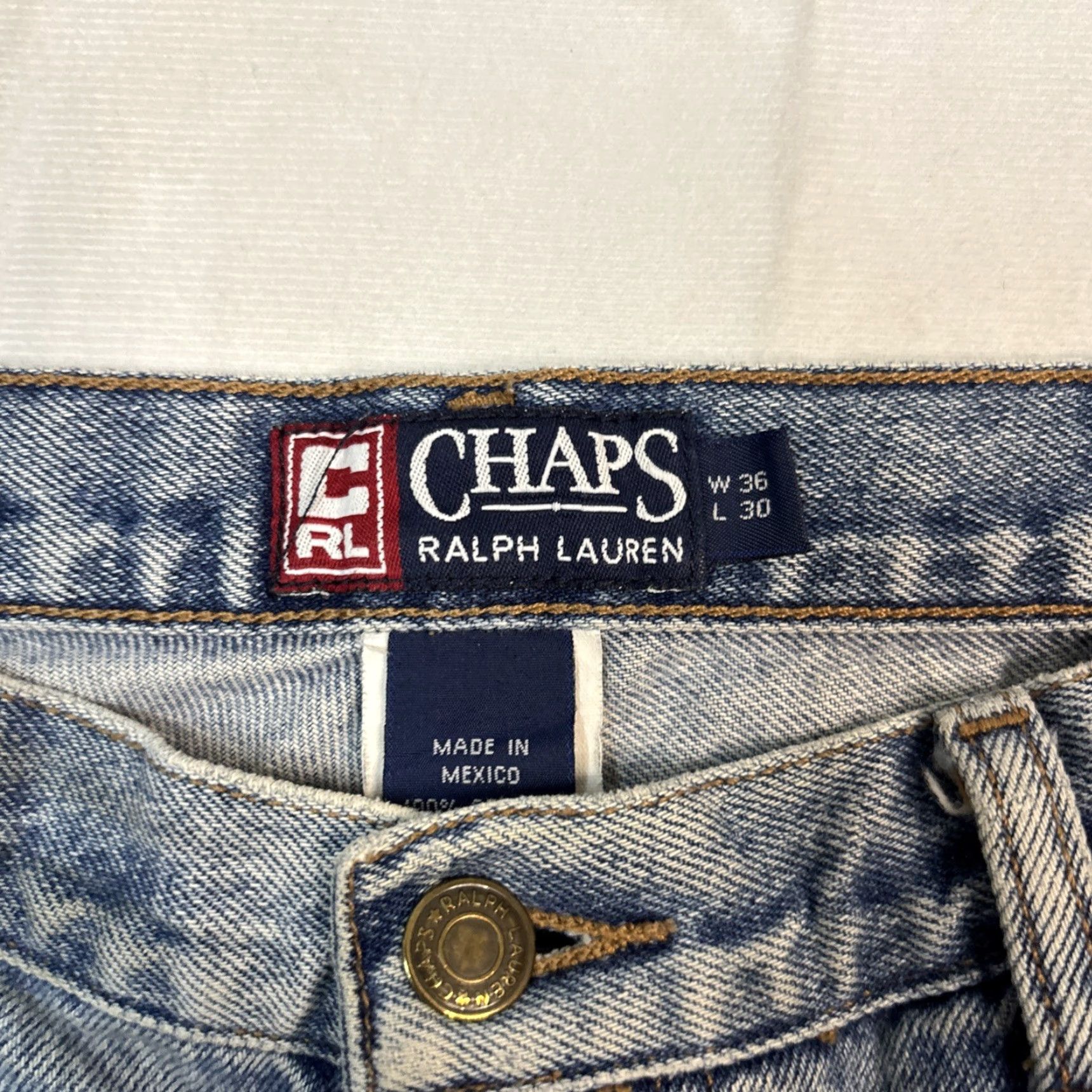 Chaps VINTAGE Chaps Ralph Lauren Jeans Men 36x30 Wide-Leg Distressed Blue Distressing Wide-Leg Jeans Men's 36 Inseam 30 Gender: Mens Size US 36 / EU 52 - 5 Thumbnail