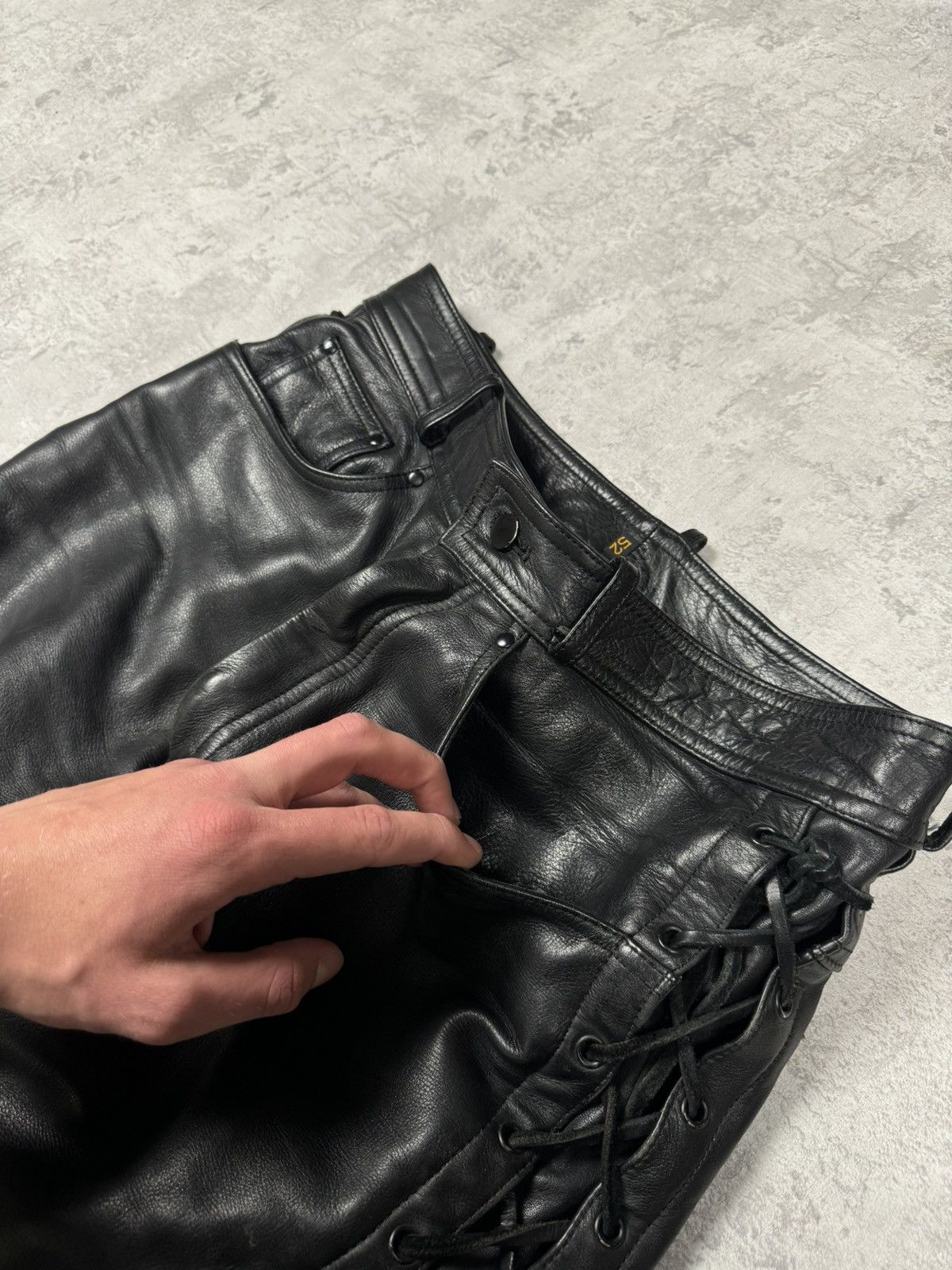 Genuine Leather Vintage Genuine Leather Motorcycle Biker Pants Stripes Siz52 Size US 35 - 7 Thumbnail