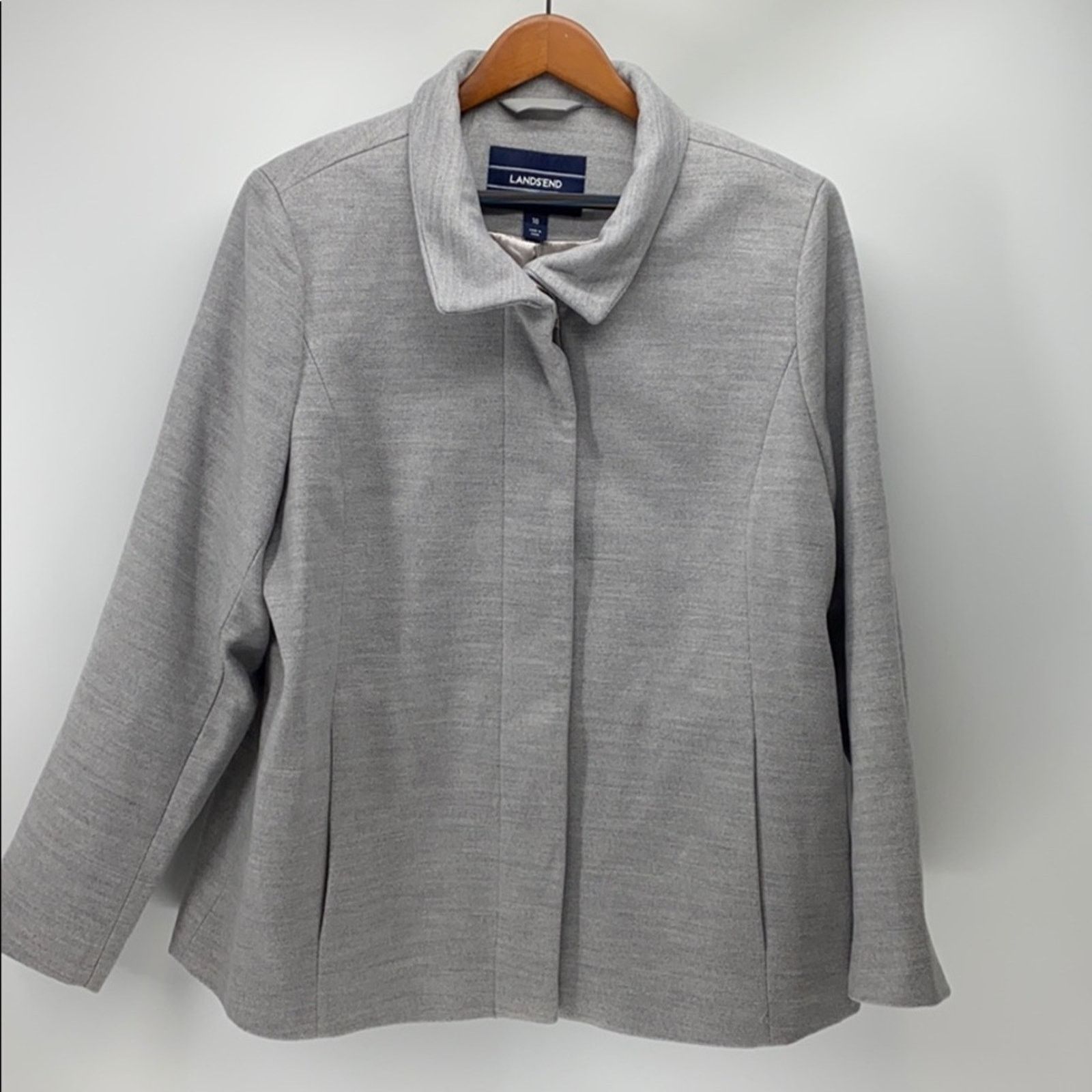 Lands' End Land’s End standard collard grey jacket minimalist size 18 Size XXL / US 16-18 / IT 52-54 - 6 Thumbnail
