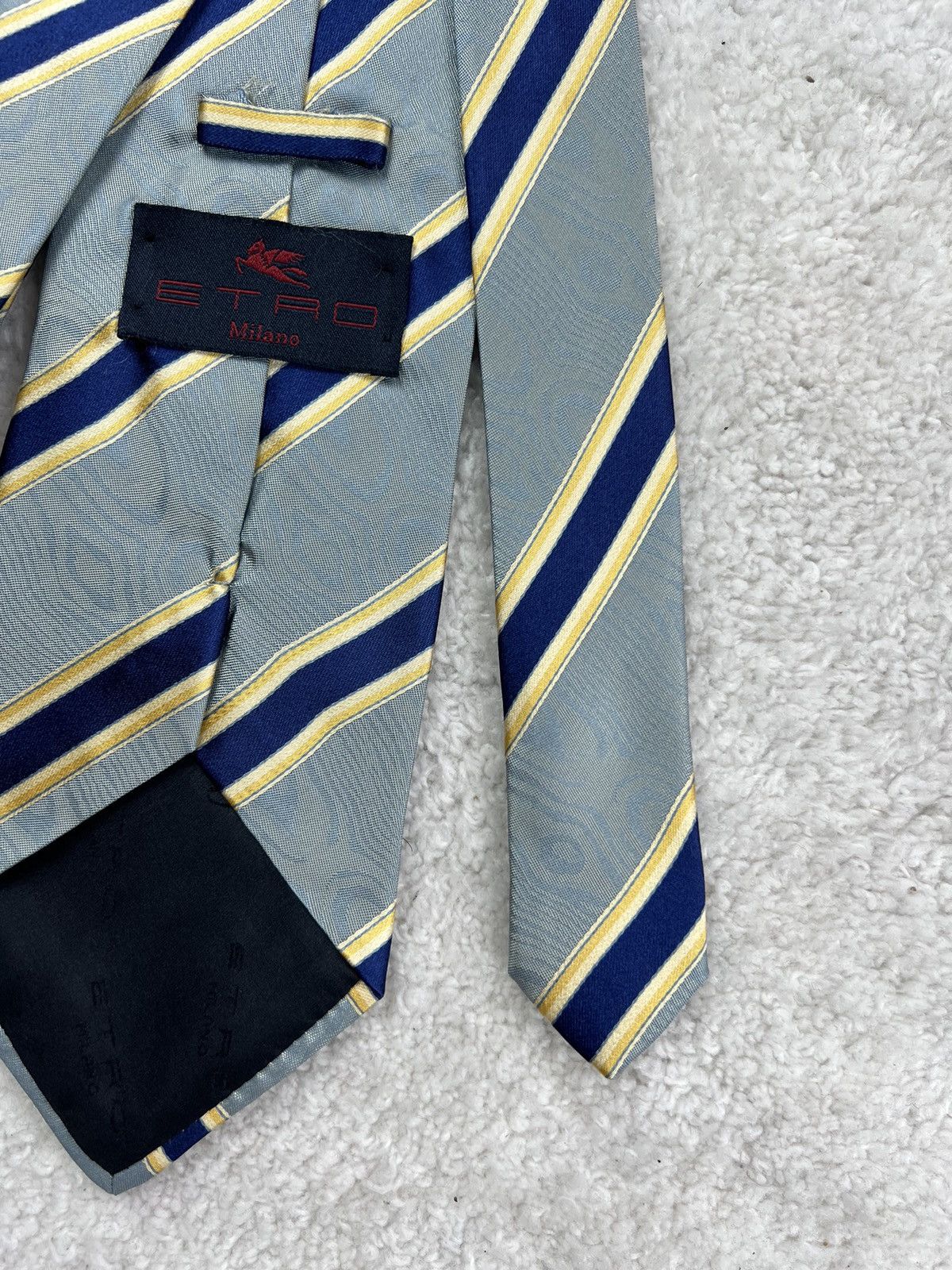 Etro Vintage Etro Italy Silk Geometric Blue Luxury Tie Size ONE SIZE - 6 Thumbnail
