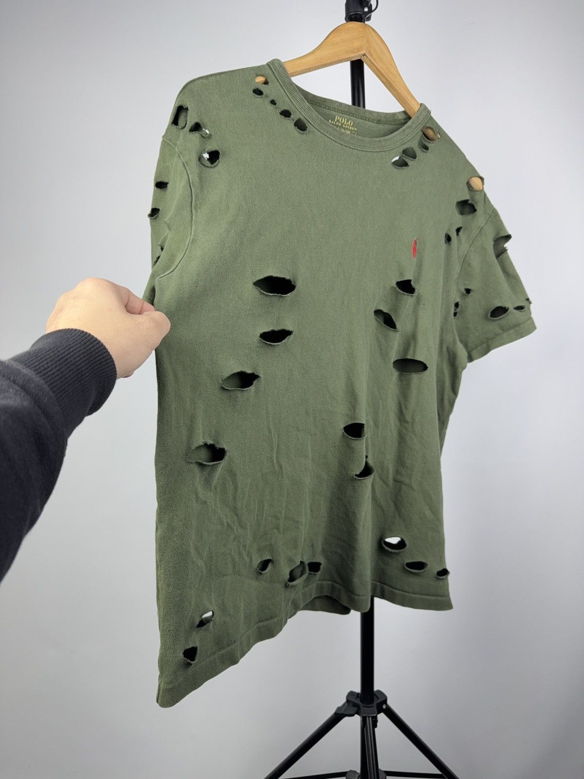 Polo Ralph Lauren 00s Vintage Polo Ralph Lauren Distressed Grunge Army Y2K Tee Size US L / EU 52-54 / 3 - 3 Thumbnail