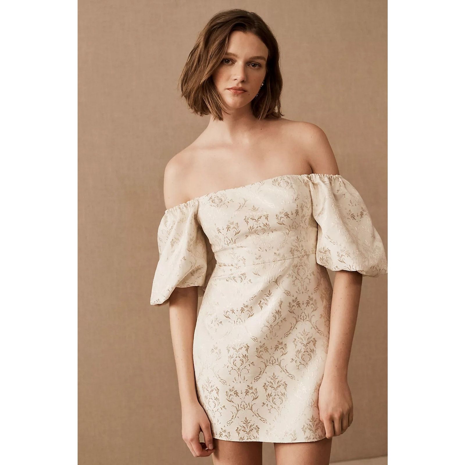 Anthropologie × Sachin & Babi New Sachin & Babi Kendal Mini Dress $248 SIZE 12 Ivory Gold Size XL / US 12-14 / IT 48-50 - 2 Thumbnail