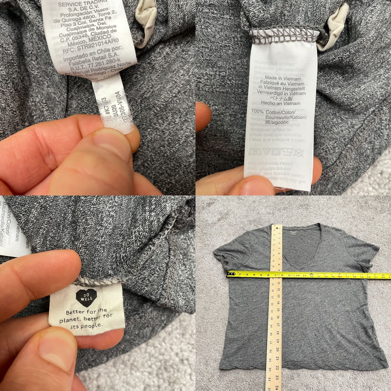 Madewell Madewell T-Shirt Womens Medium Gray Cotton V-Neck Basic Tee Essential Size M / US 6-8 / IT 42-44 - 8 Thumbnail