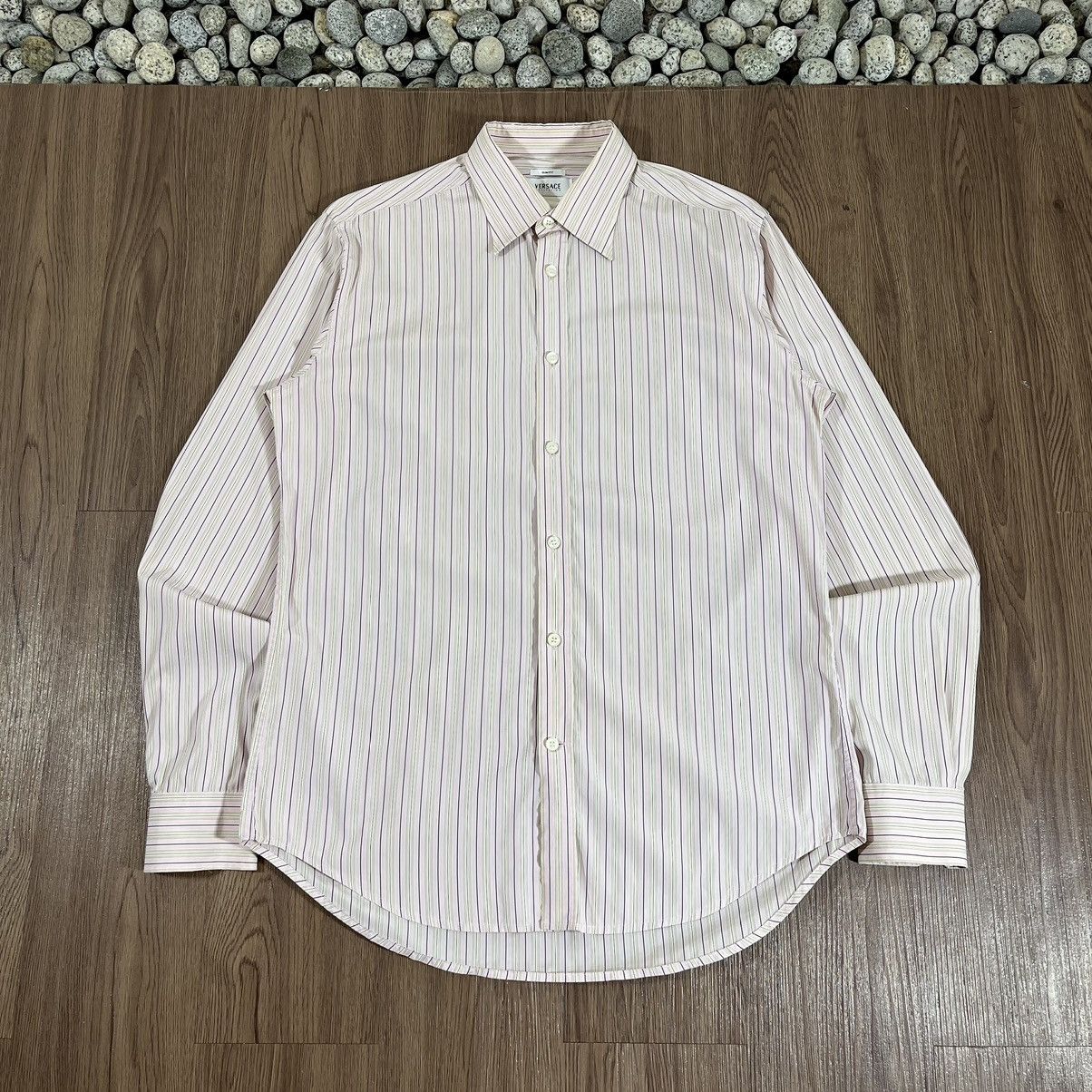 Versace Versace Italy Soft Pink Striped Button Up Shirt – (40 M) Size US M / EU 48-50 / 2 - 1 Thumbnail
