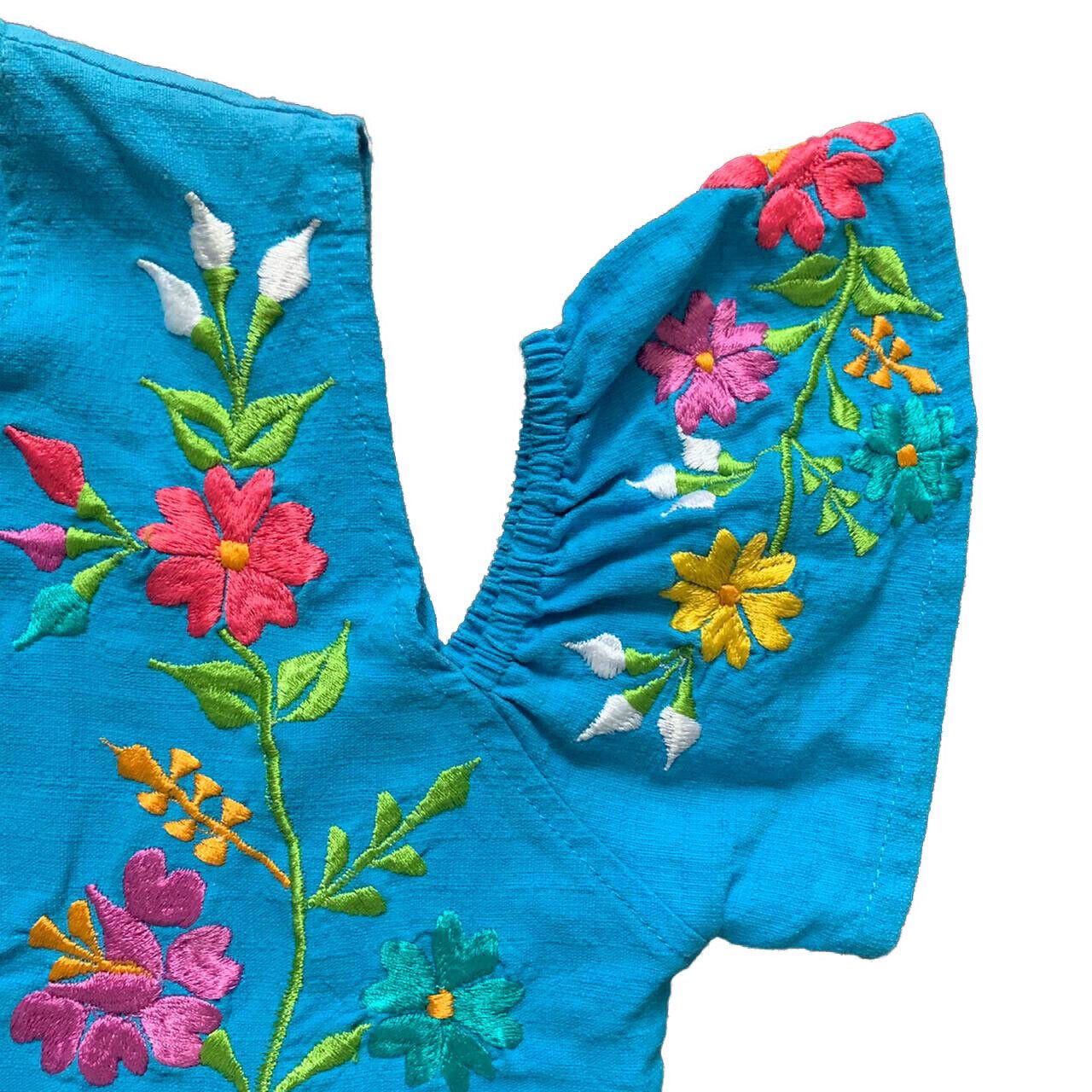Designer Pre Owned Blue Hand Made Embroidered Flower Dress M Size M / US 6-8 / IT 42-44 - 7 Thumbnail