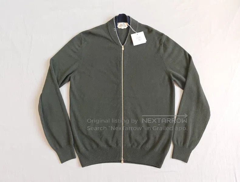 Hermes Hermes Cashmere zip-up jacket, olive green, 100% cashmere Size US L / EU 52-54 / 3 - 1 Thumbnail