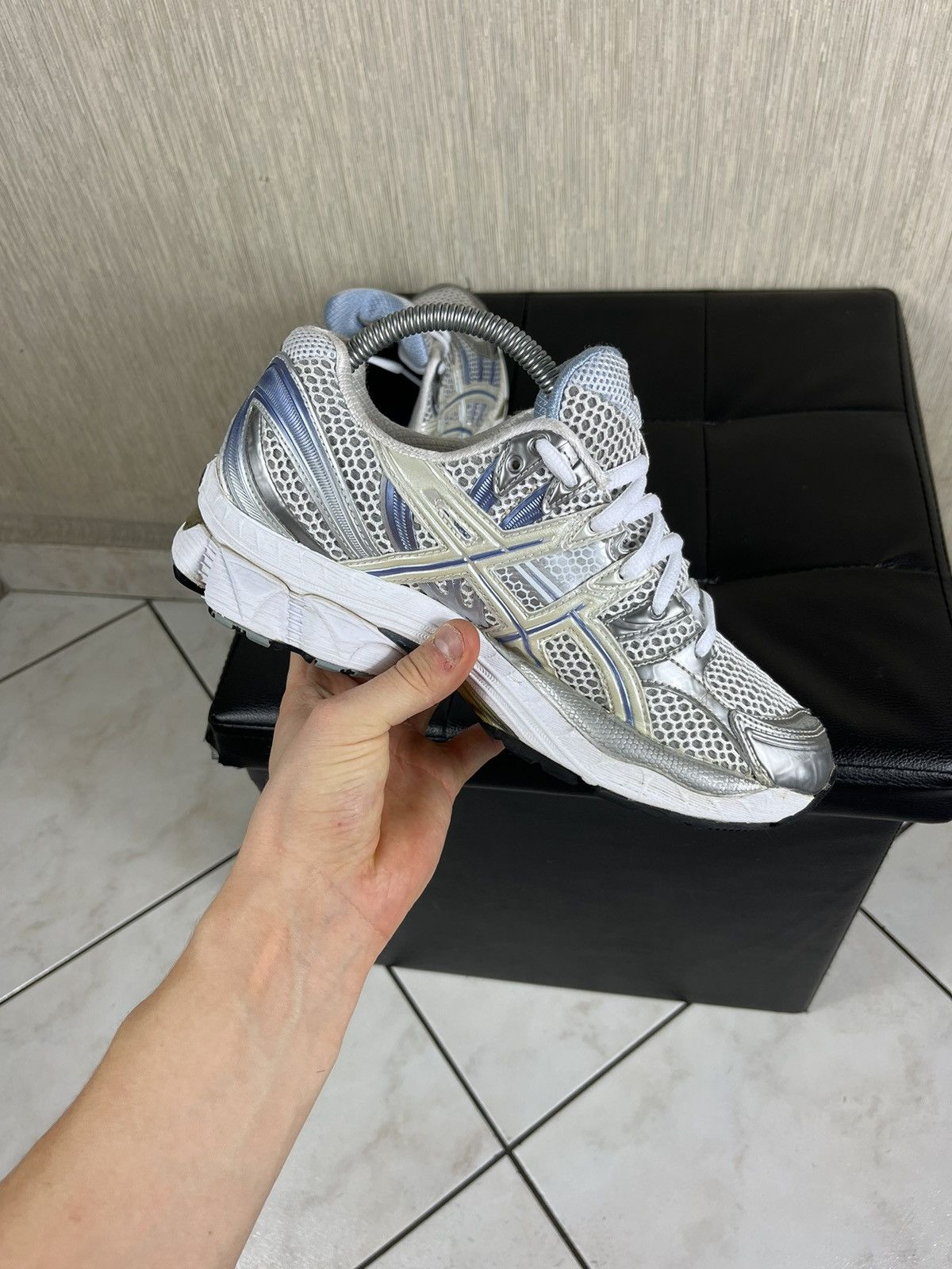 Vintage Asics gel nimbus 12 silver blue mesh sneakers shoes