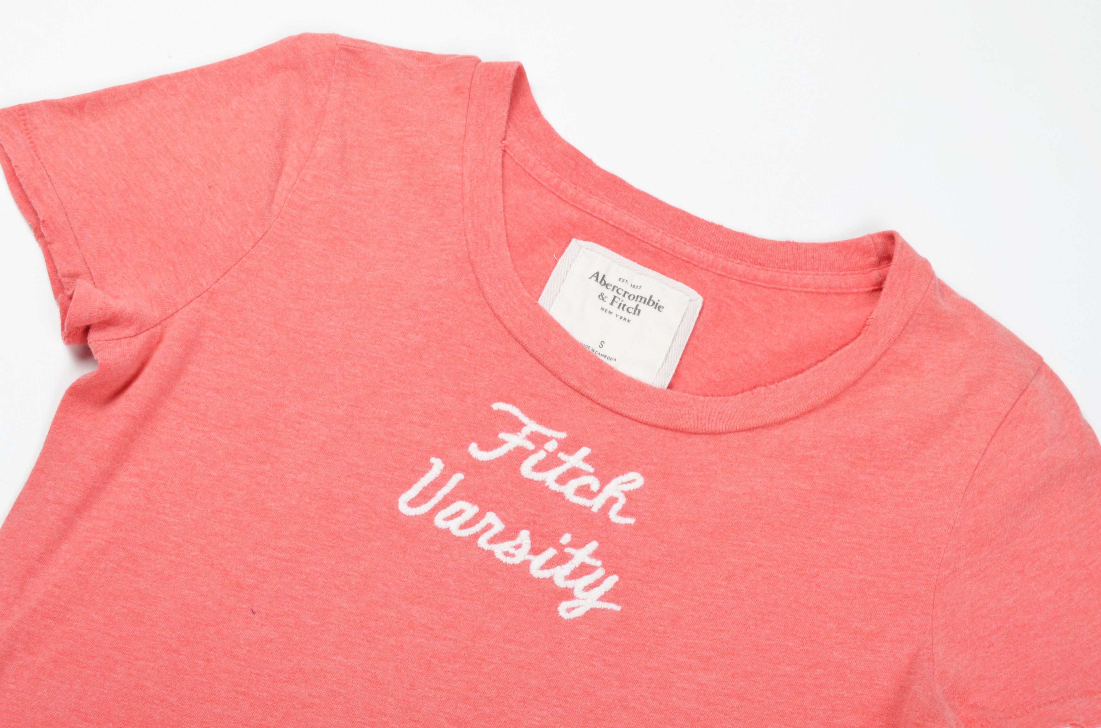 Abercrombie & Fitch Abercrombie & Fitch Y2K Fitch Varsity Coral Distressed Tee Size S / US 4 / IT 40 - 4 Thumbnail