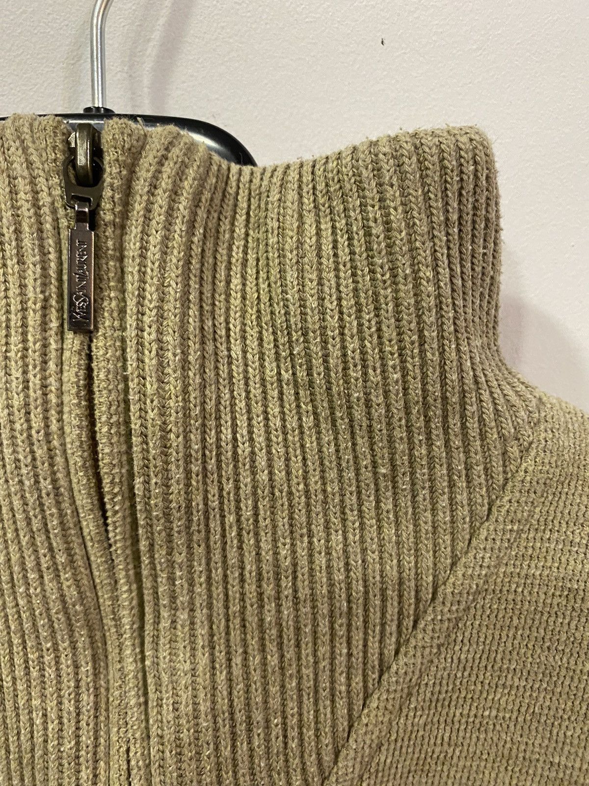 Yves Saint Laurent 90s YSL Sweatshirt 1/4 Quarter Zip Beige Sweater Old Money Size US L / EU 52-54 / 3 - 14 Thumbnail