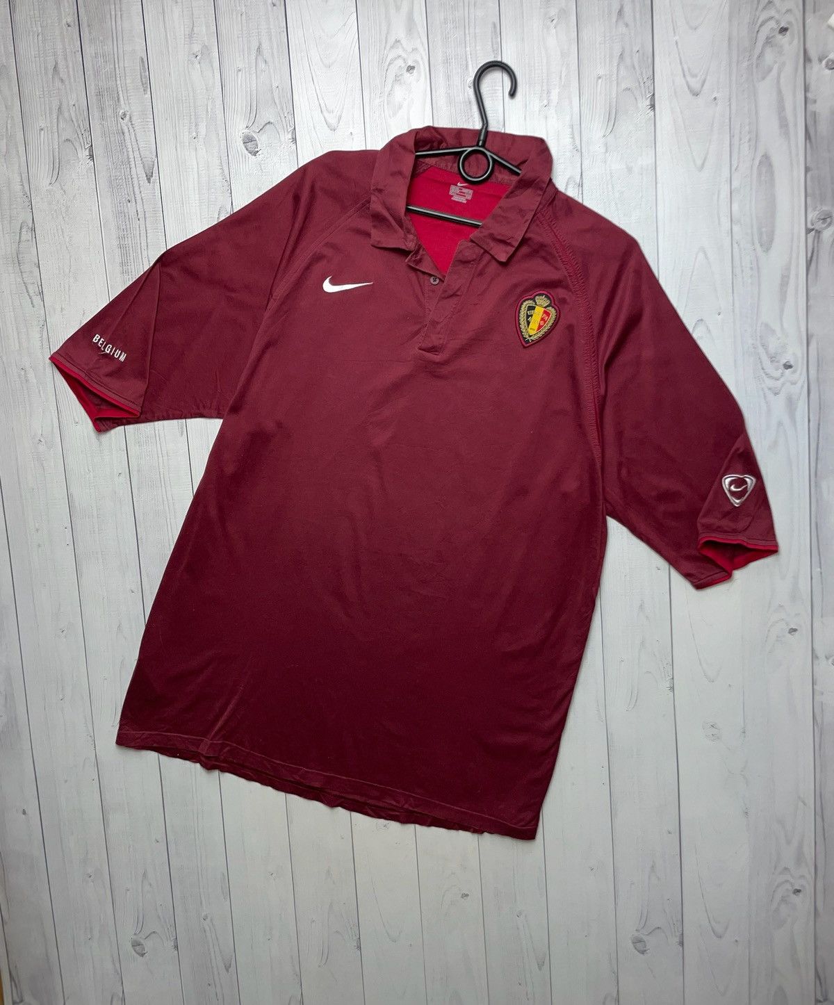 Nike × Vintage Vintage Nike Belgium polo soccer logo total 90 size XXL red Size US XXL / EU 58 / 5 - 1 Thumbnail