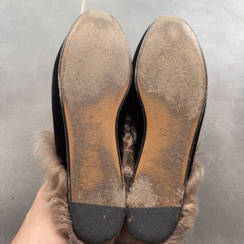 Gucci Gucci Black Fur Lined Slide Mules Size US 8 / EU 41 - 4 Thumbnail