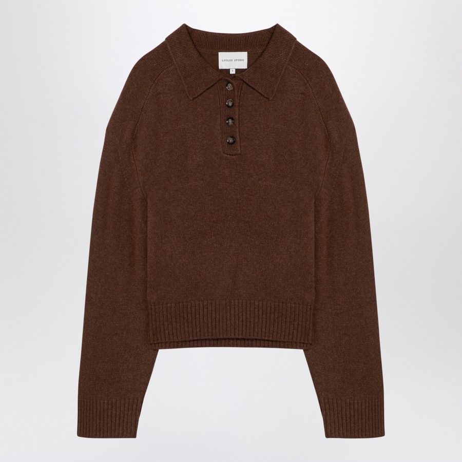 Loulou de Saison o1d2blof0824 Cashmere Polo Shirt in Brown Size XS / US 0-2 / IT 36-38 - 1 Thumbnail