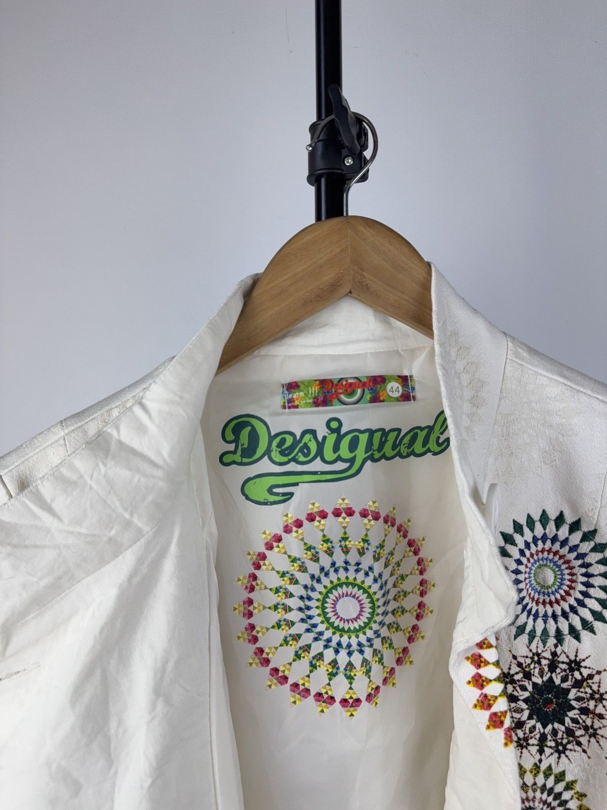 Designer × Desigual Desigual White Mandala Embroidered Boho Coat Size 44 (L) Size L / US 10 / IT 46 - 4 Thumbnail