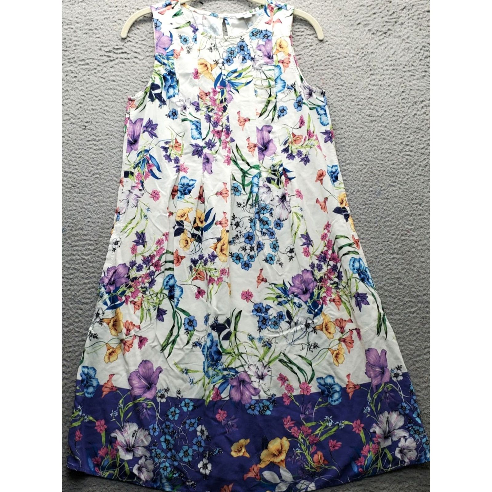 J. Jill J. Jill Sheath Dress Womens Size S Mult Floral Rayon Pleated Crew Neck Sleeveless Midi Casual Party/Cocktail Size S / US 4 / IT 40 - 2 Thumbnail