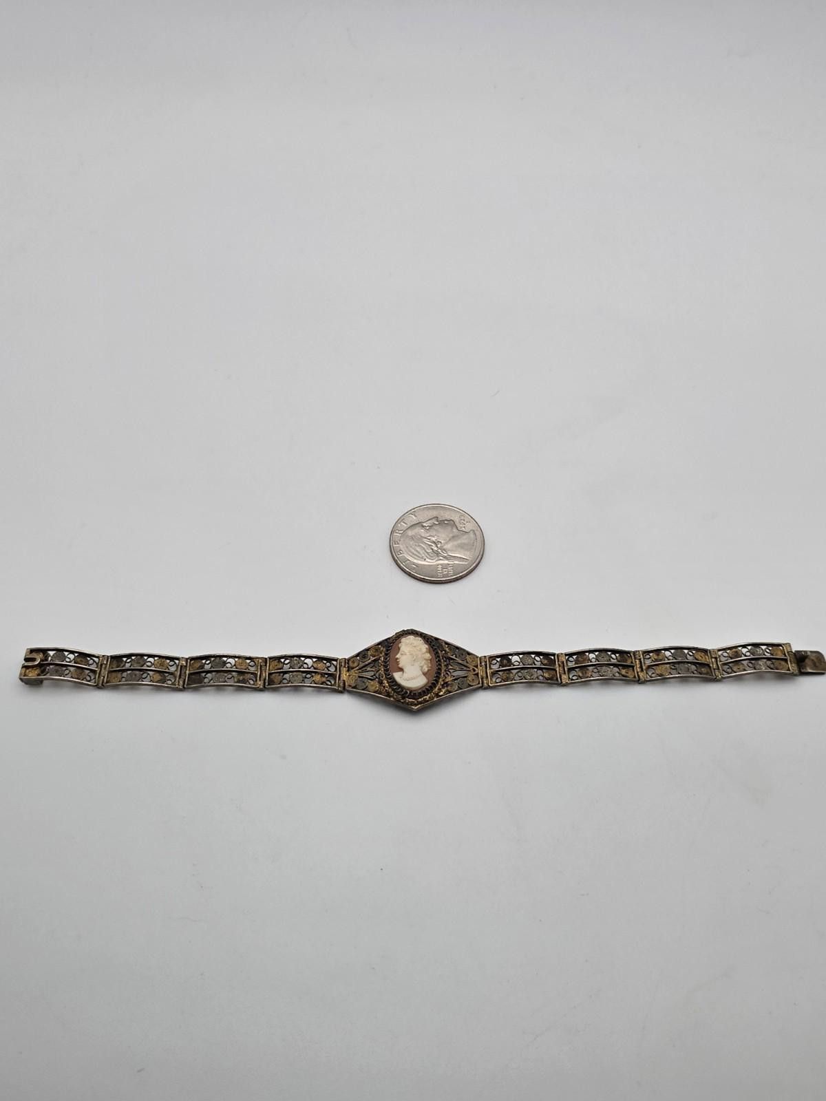 Other Antique Italian 800 Silver & Gold Filled Filigree Bracelet Size ONE SIZE - 4 Thumbnail