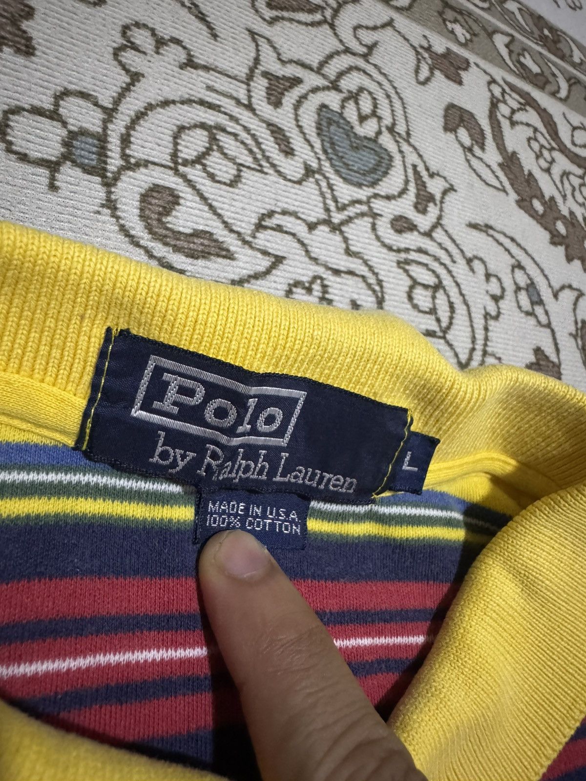Polo Ralph Lauren × Ralph Lauren × Vintage 🇺🇸 Vtg Polo RL Stripe Small Pony Polo Shirt Size US L / EU 52-54 / 3 - 5 Thumbnail